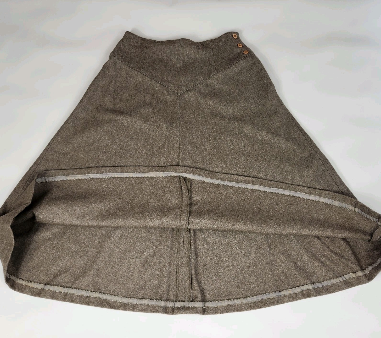 Vintage 70s 80s Wool Blend A-Line Midi Skirt Brown Heather Academic Tweed”