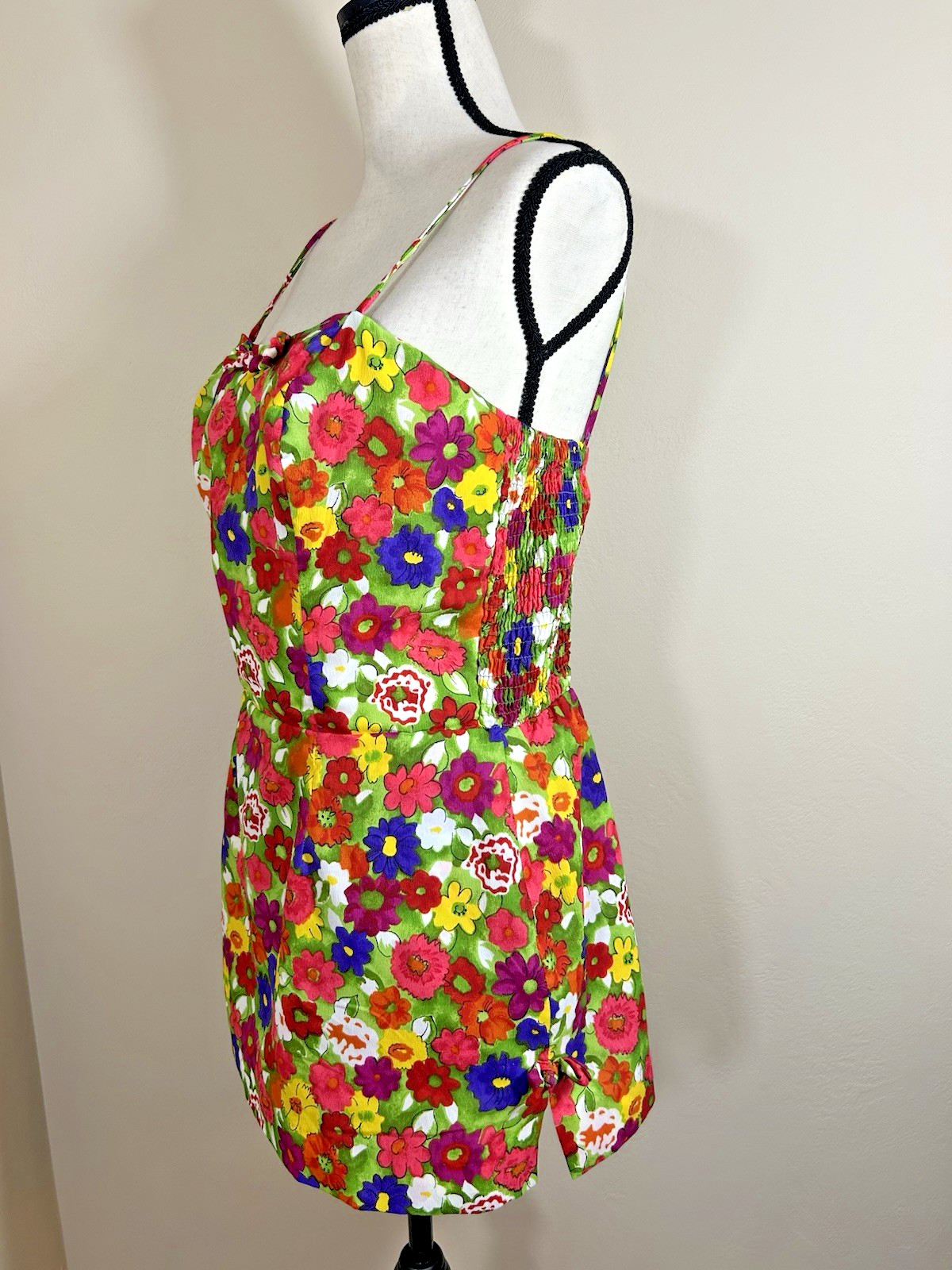 Vtg 50s 60s Kahala Romper Playsuit Swimsuit Floral Pin Up Bombshell One Piece