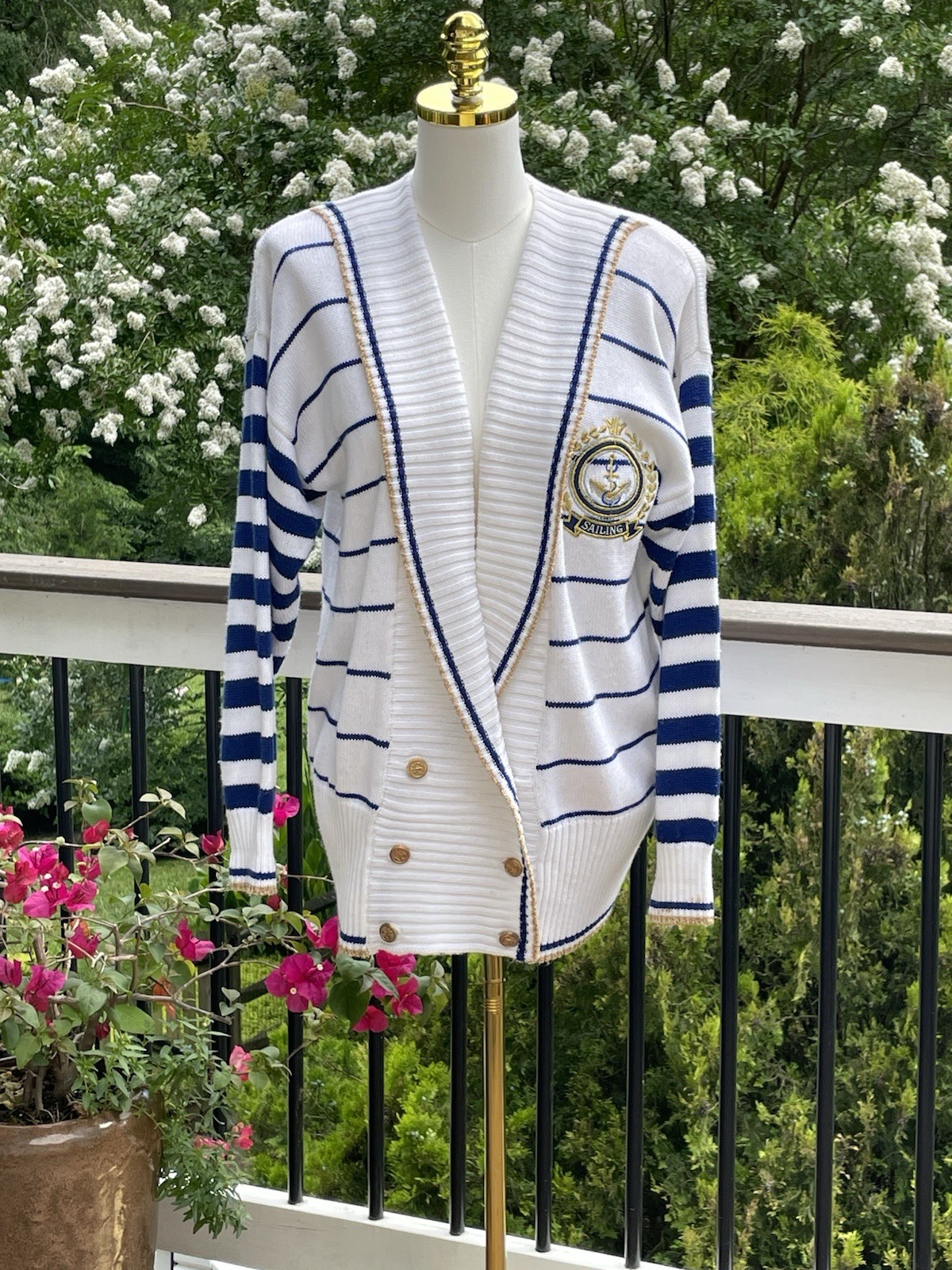 Vintage Organically Grown by Arpeja Nautical Sweater Sailing Patch 1980’s L