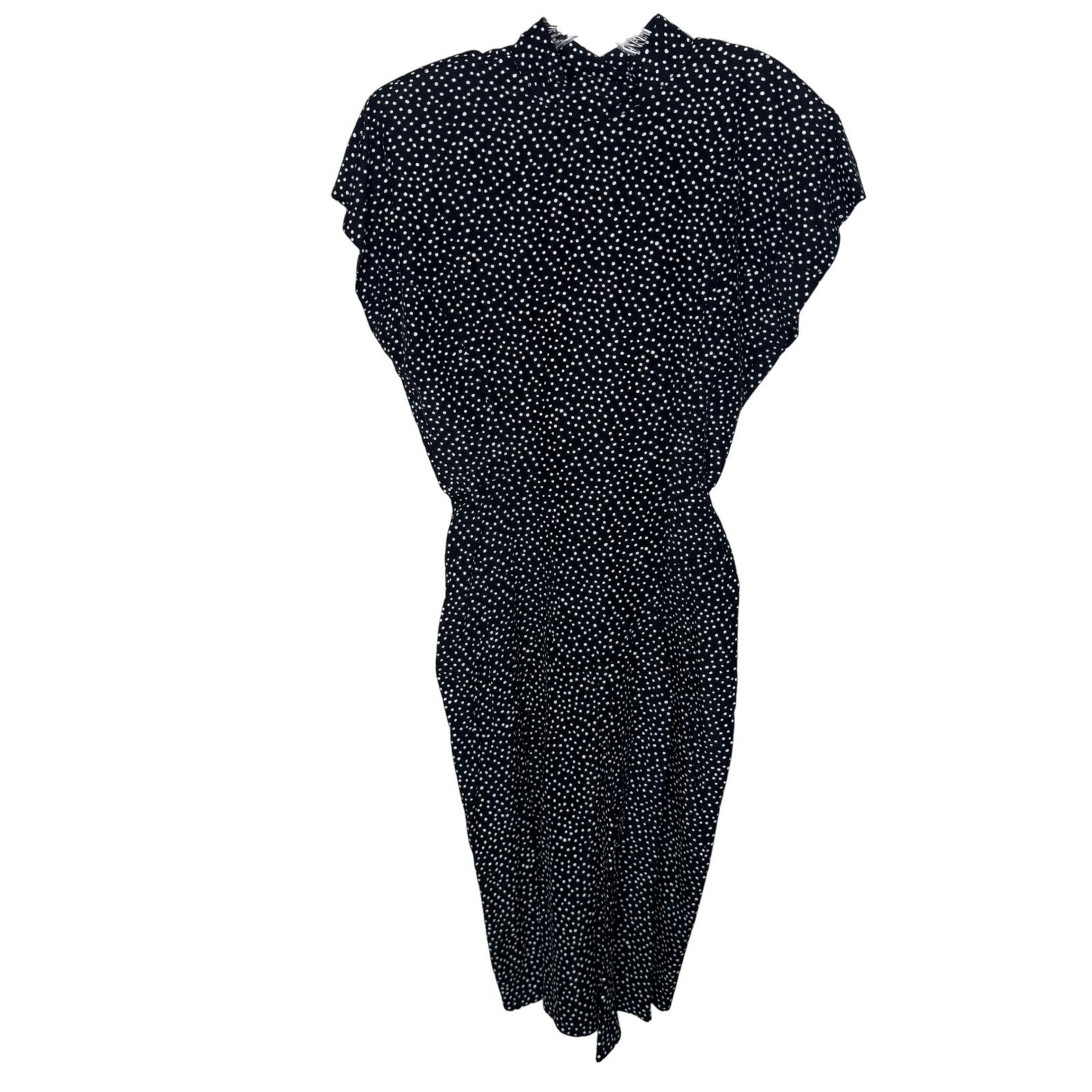 David Benjamin Vintage 80s Polka Dot Open Back Dress Black White Size 9/10 Pinup