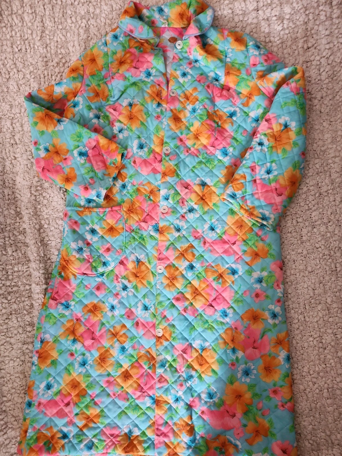 Vintage 1960s Italian Housecoat Made In Firenze Bright Garden Vintage