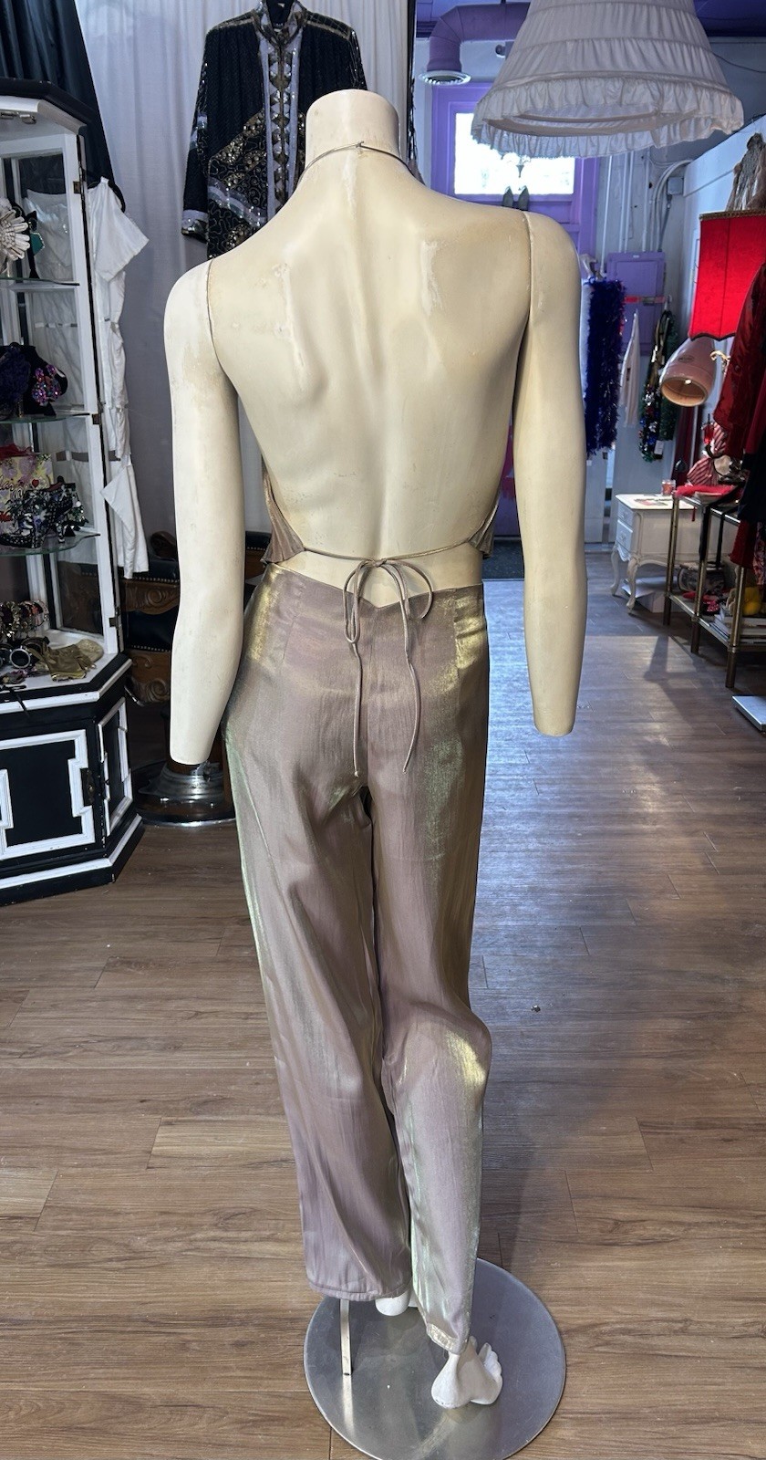 Vntg Rare 1970s Iridescent Fredrick’s of Hollywood 2pc Halter Top and Pant Set