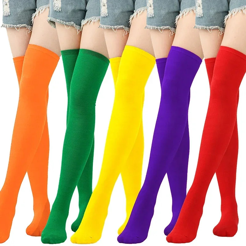 Over-knee Socks for Women New Christmas Stockings Red Green Yellow Stockings