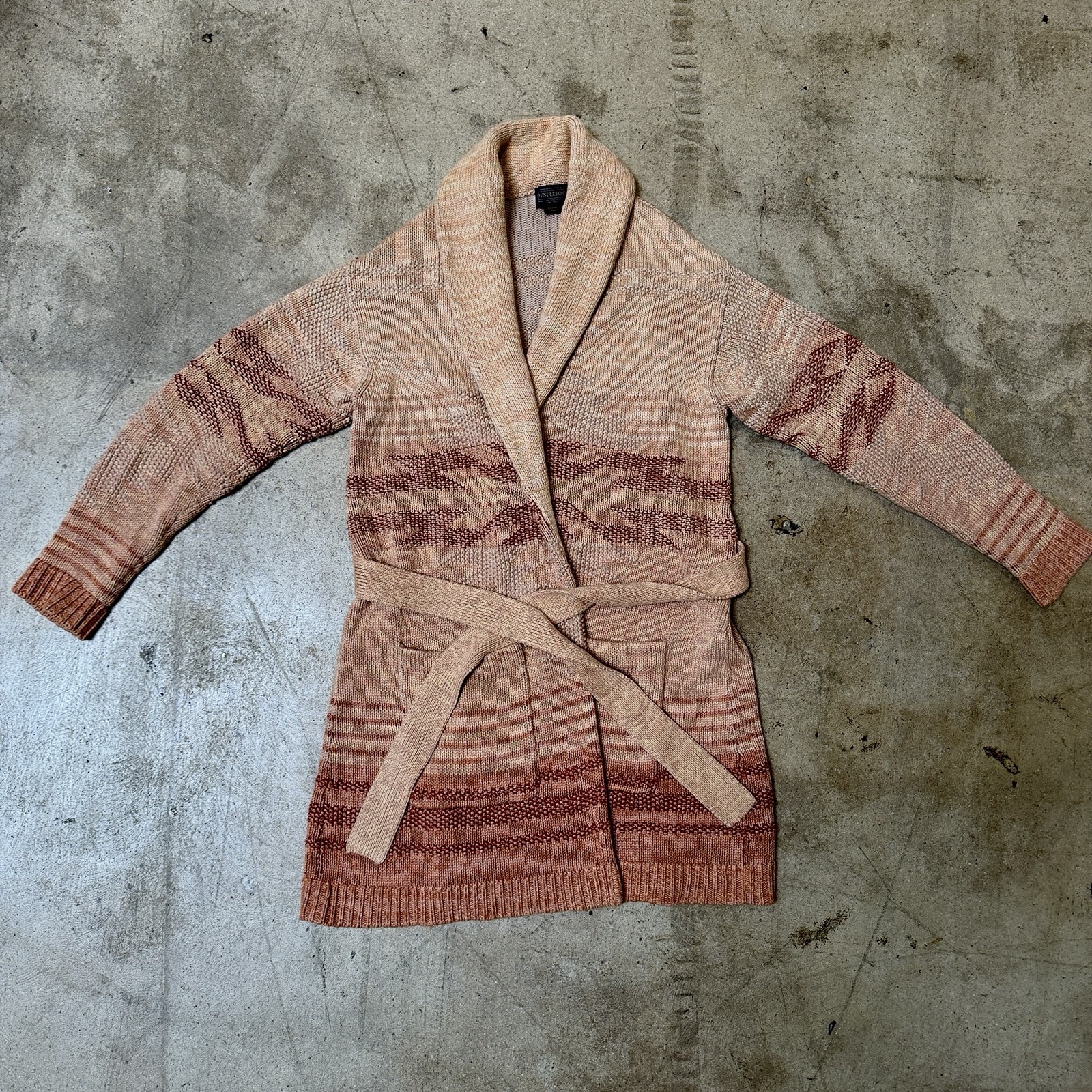 Vintage Women’s Pendleton Wrap Around Shawl Collar Belted Sweater Size L