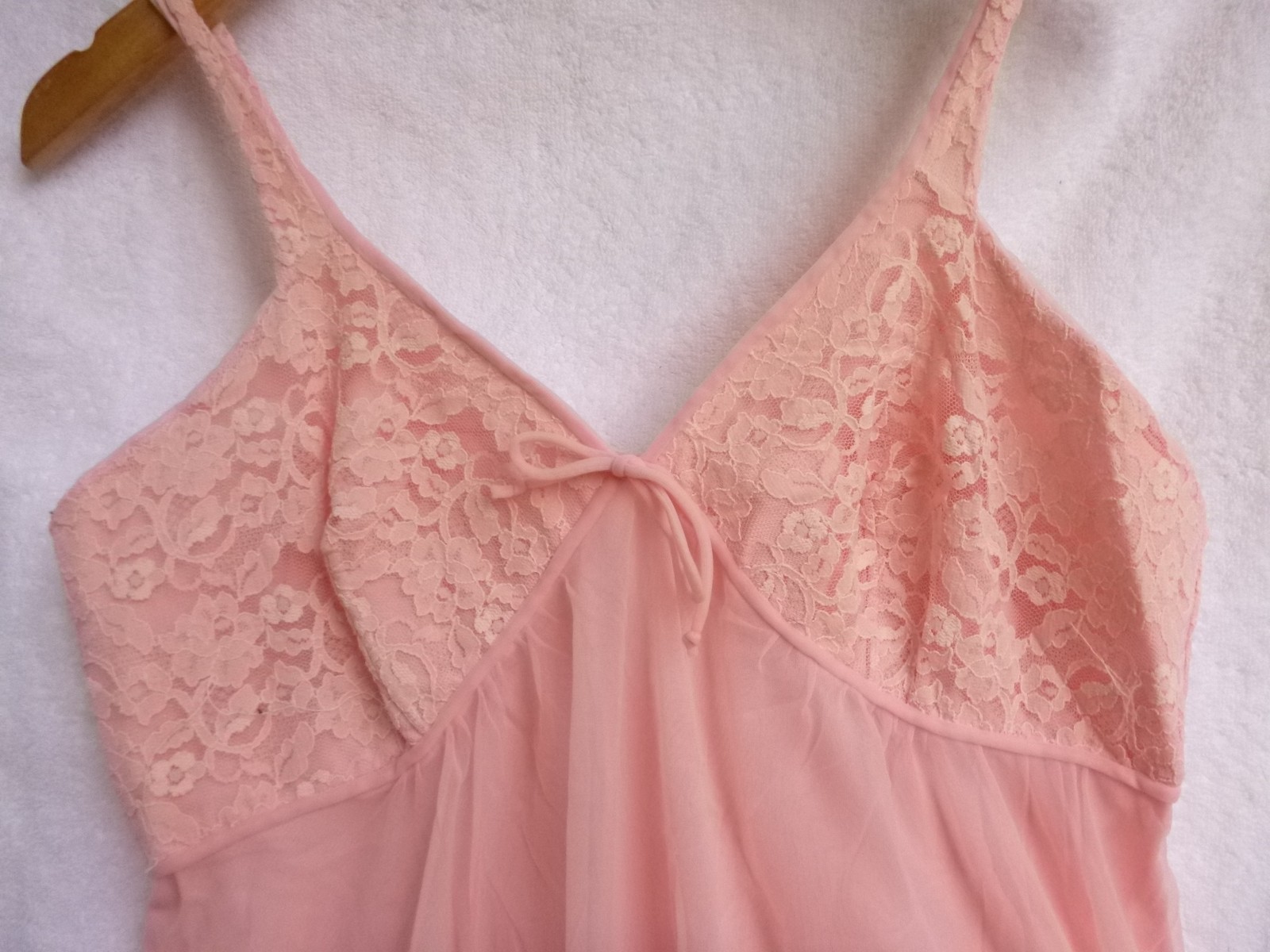 Vintage Lisette Nightgown Peignoir pink chiffon lace trim sz 36