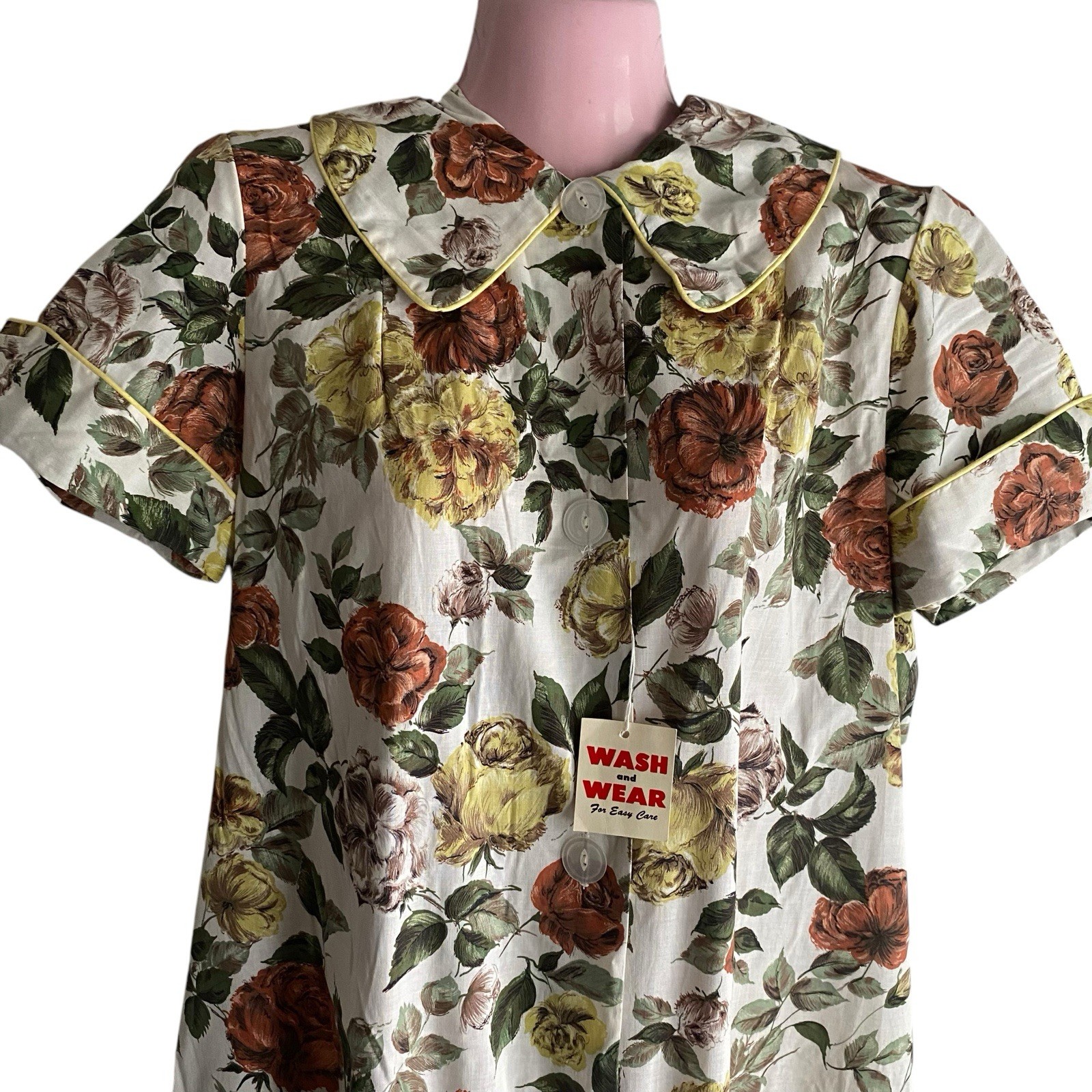Vtg 50s 60s Youtheme Dress Women’s Size 12 Floral House Day NWT NOS