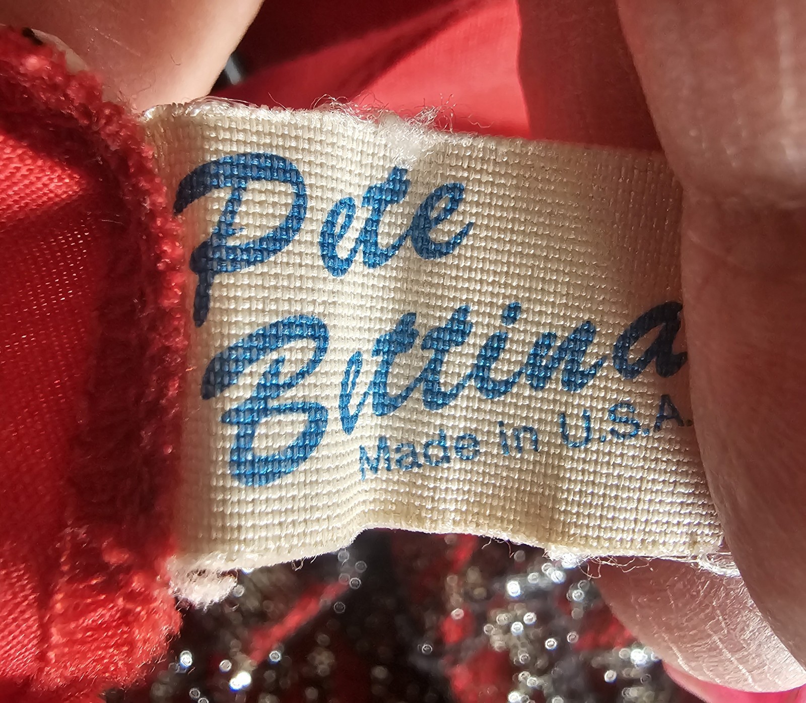 Vintage Pete Bettina Red Silver Black Lace Square Dancing Dress Dance Rockabilly