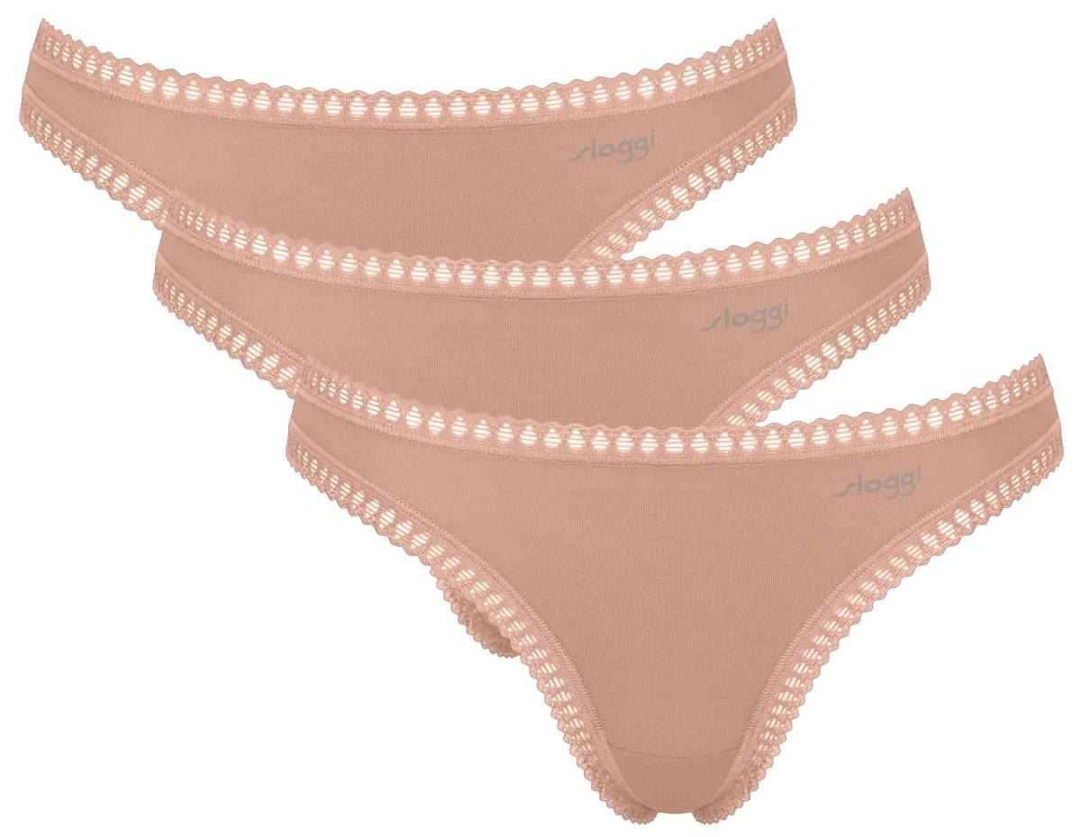 Sloggi Womens 3 Pack GO Crush String Knickers – Cameo Brown