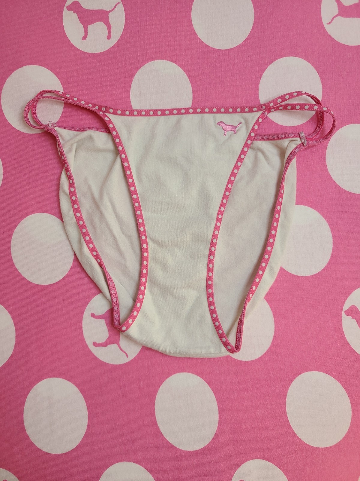 Rare VTG VS PINK Low Rise Cotton Double String Bikini Panty Size Sm