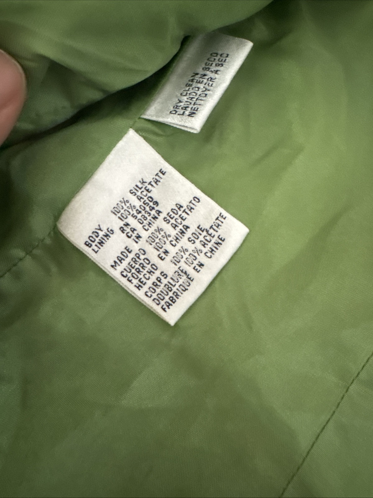 Vintage Rena Rowan Fully lined Grass Green Embroidered Silk Blazer Size 8