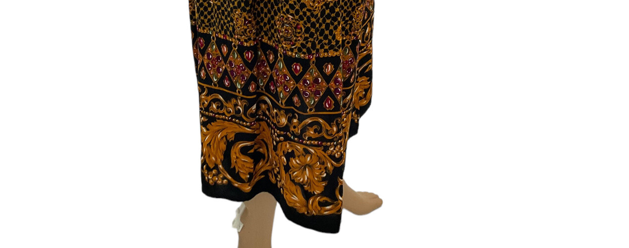 Touche L. A. Women’s Vintage Black Printed Midi Pleated Skirt Plus Size Medium.