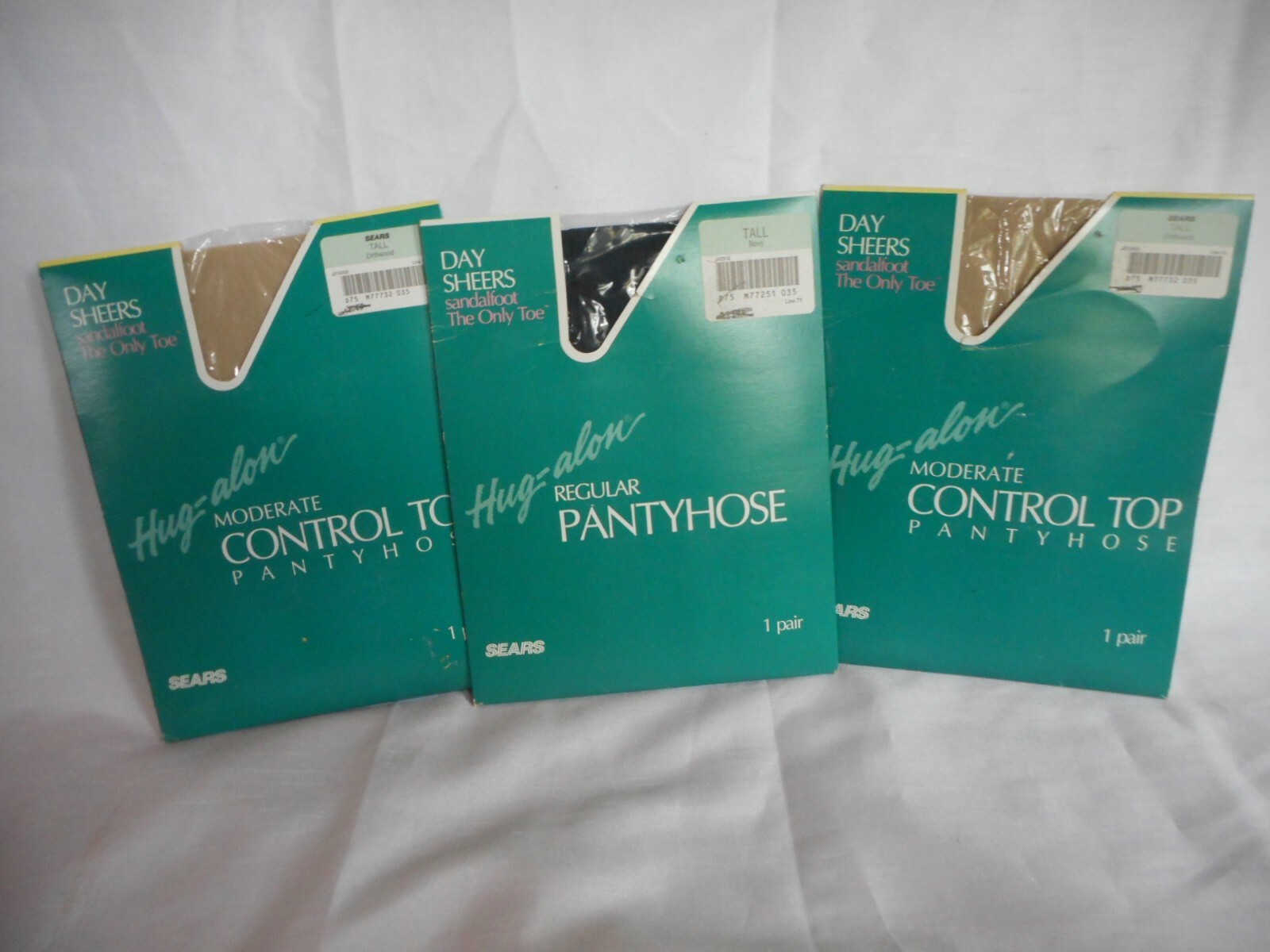 Vintage Sears Hug-Alon PANTYHOSE Moderate Support Day Sheer TALL 3 Pairs NIP