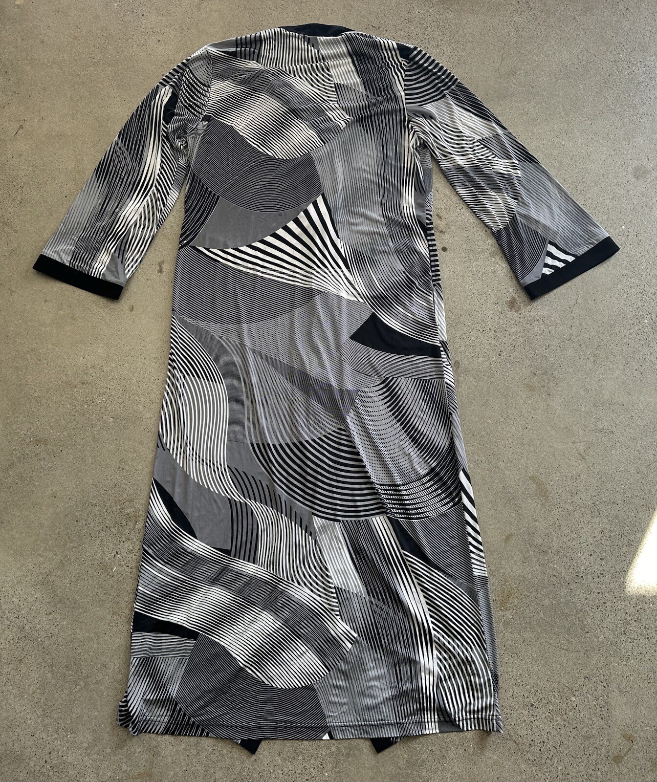 Vintage Diamond Tea Black & White Geometric Psychedelic Abstract Zip Robe Sz S