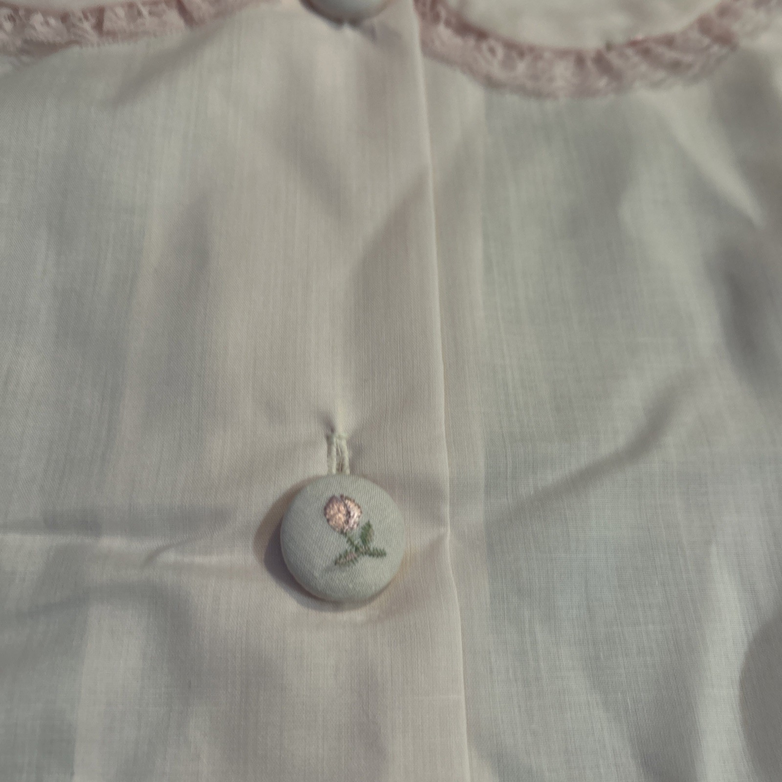 Pink Katz Vintage Housecoat Night Gown Pajamas 1970s Embroidered Size Small