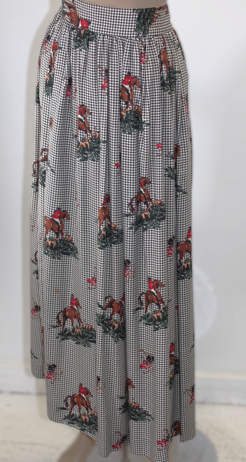 Tapestry Designs Vintage Maxi Skirt w Equestrian-themed Print Size 6