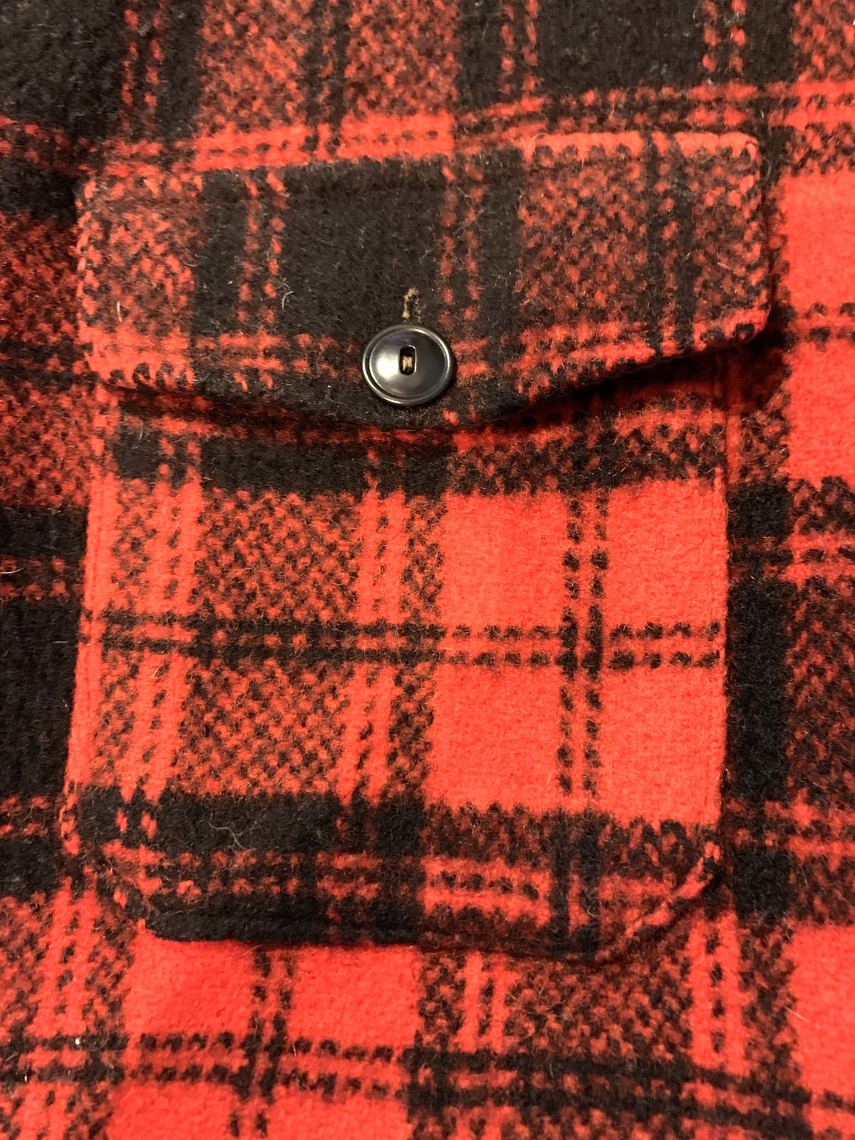 VTG MELTON Red Black Plaid Zippered Jacket Coat Pockets YKK Zipper Size Large