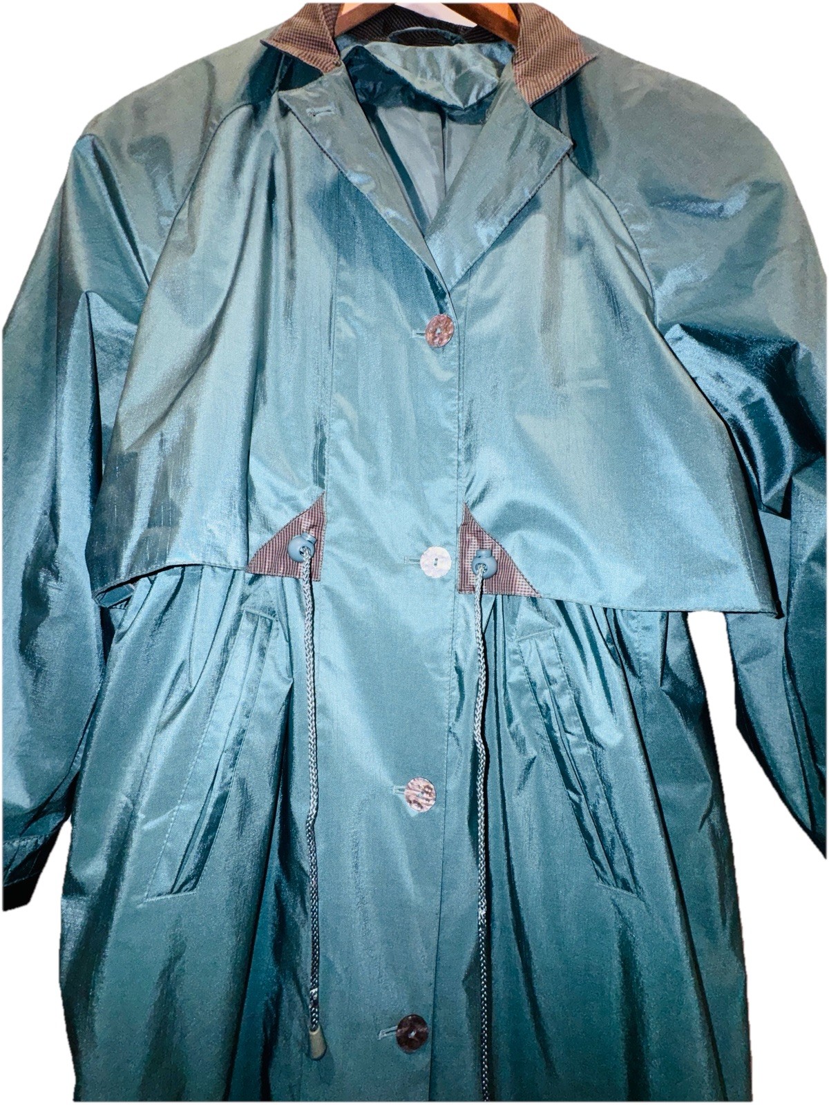 Coat Collectibles Vintage Teal blue Women’s Trench Rain Coat Size 10