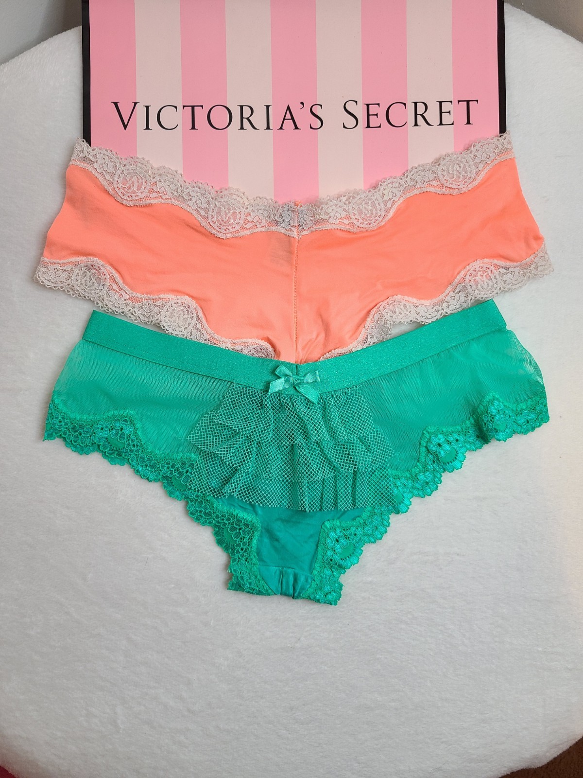 Y2K Victoria’s Secret 2pk Silky Nylon Satin Mesh Cheeky Panties Size XS