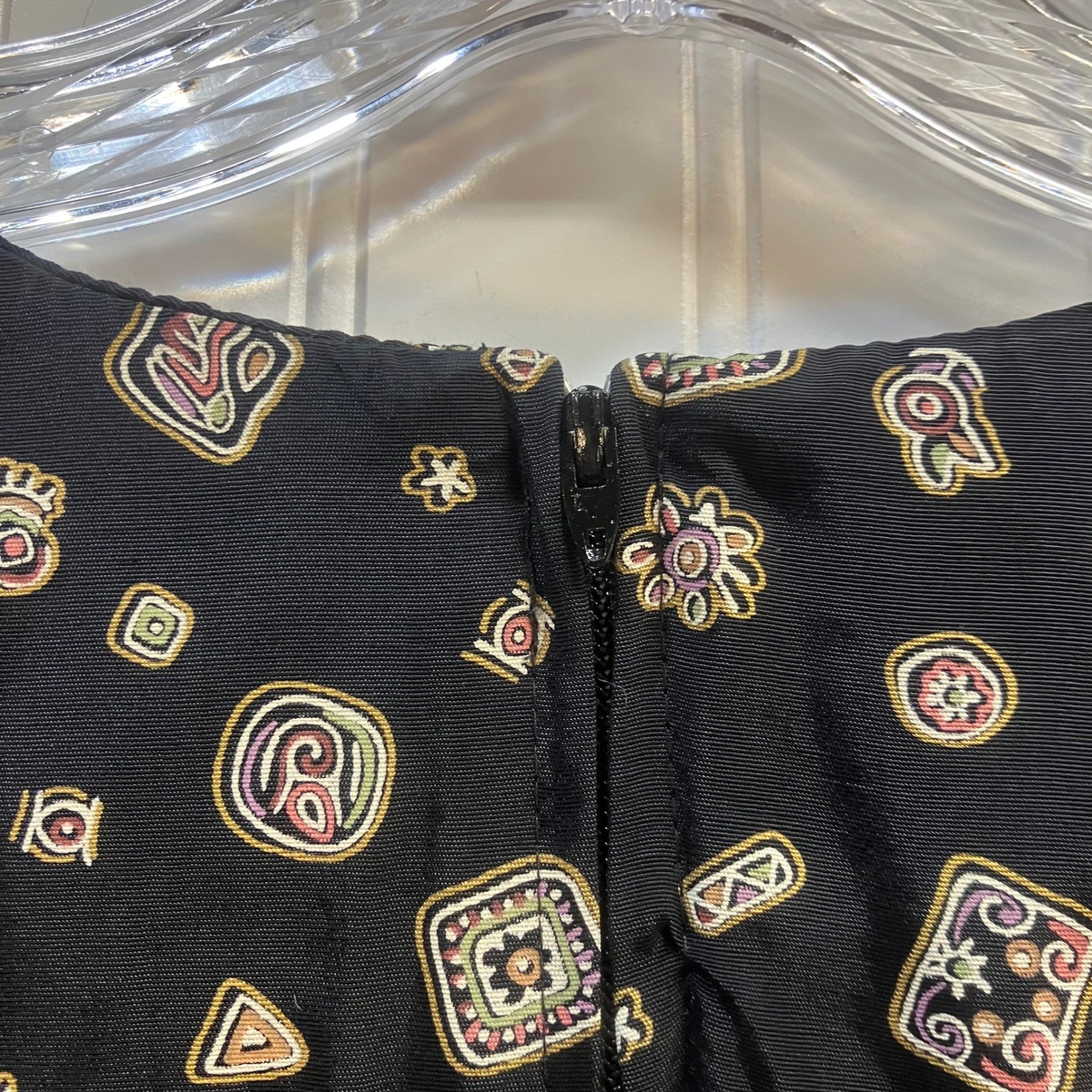Stuart Alan Petites Vintage 90s Layered Look Midi Dress Black Geometric 16P USA