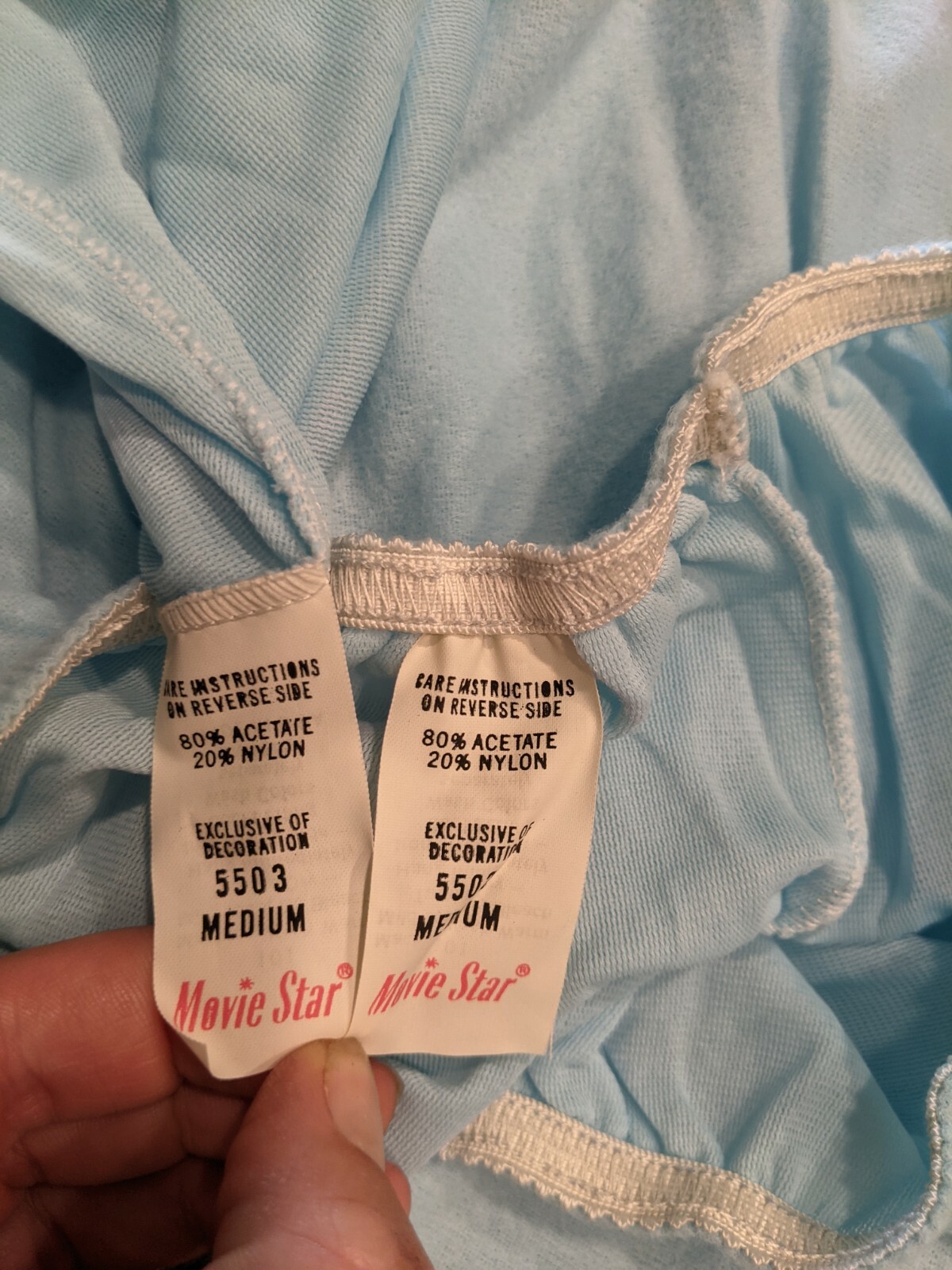 VINTAGE 50s 60s MOVIE STAR BABY BLUE ACETATE PAJAMA SET SIZE MEDIUM MADE IN USA