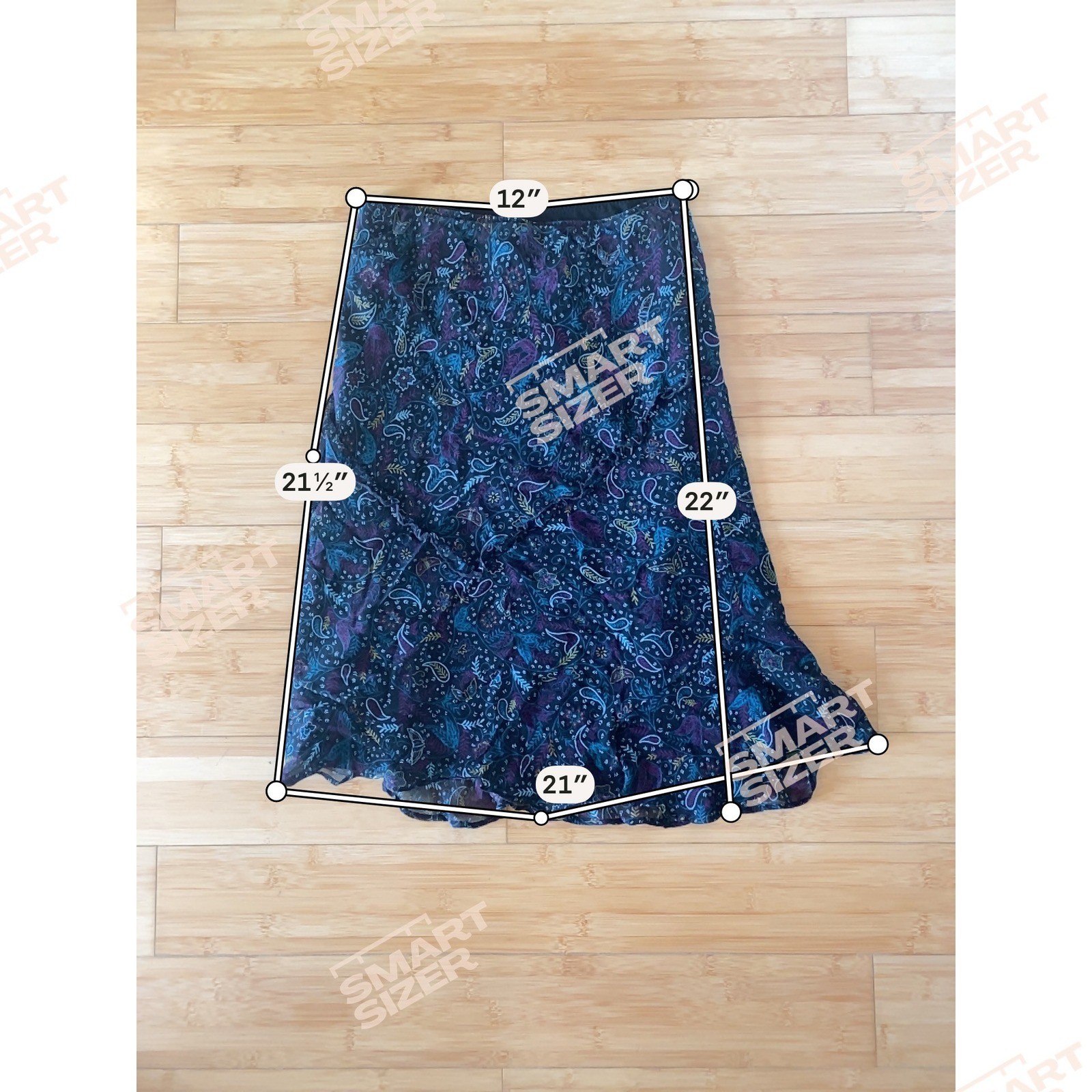 VTG Silk Land Skirt M Dark Paisley Silk Ruffle Hem Asymmetric Y2K Fairy Grunge