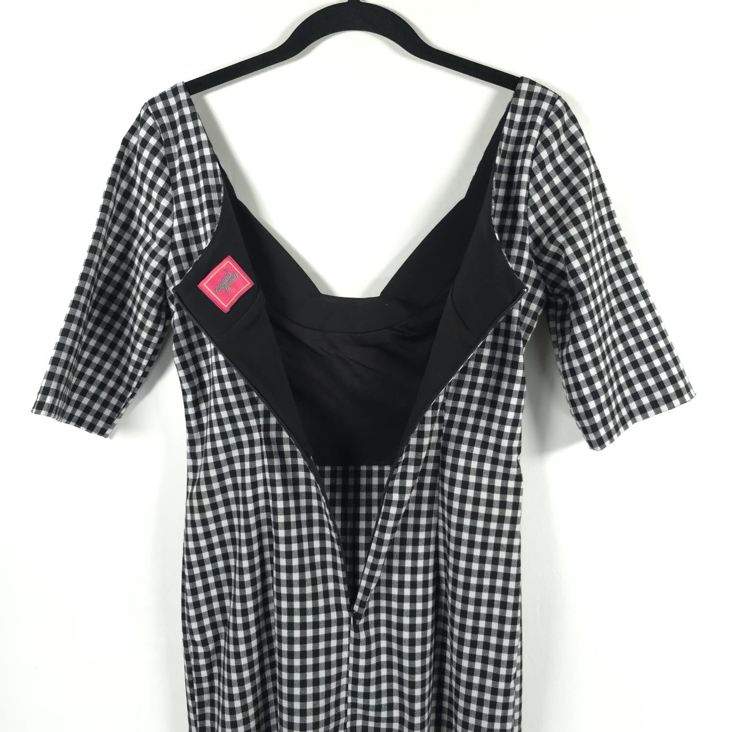 GLAMOUR BUNNY Jacky 60s Jacky Pencil Dress Gingham Back Slit Chic Bow Size XS