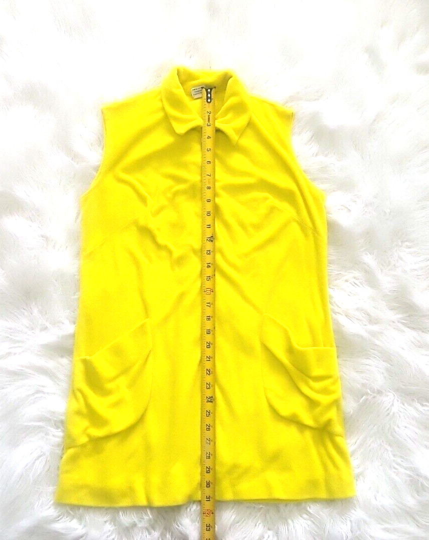 VTG 60s 70s Terry Cloth DeWeese Design Swim Coverup Dress Zip Size L Yellow Mod