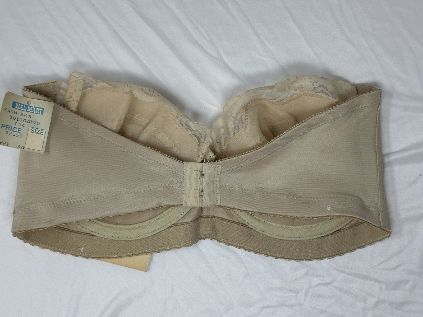 Vintage Strapless Underwire Bra Gelmart 36C Beige Ivory Lace Seamless NWT #C147