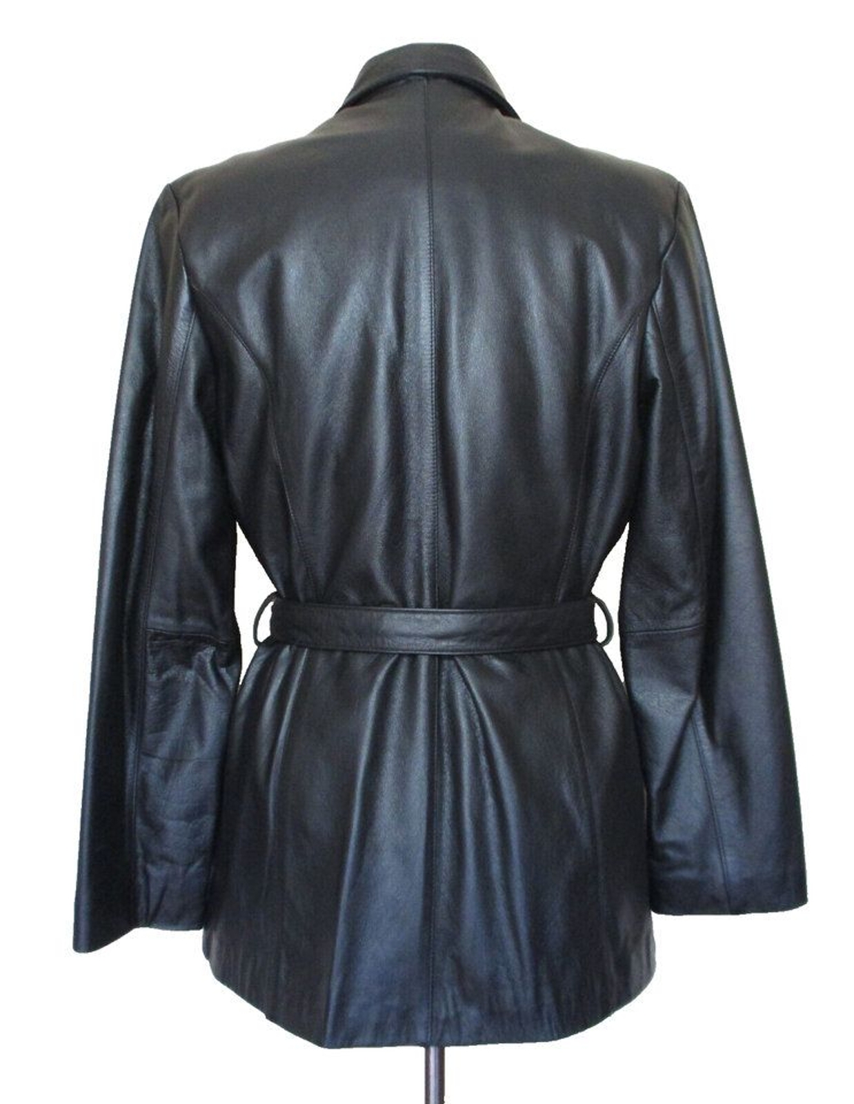 Vtg 90s Wilsons Leather Short Trench Coat M Women Blk Removable Thinsulate Liner