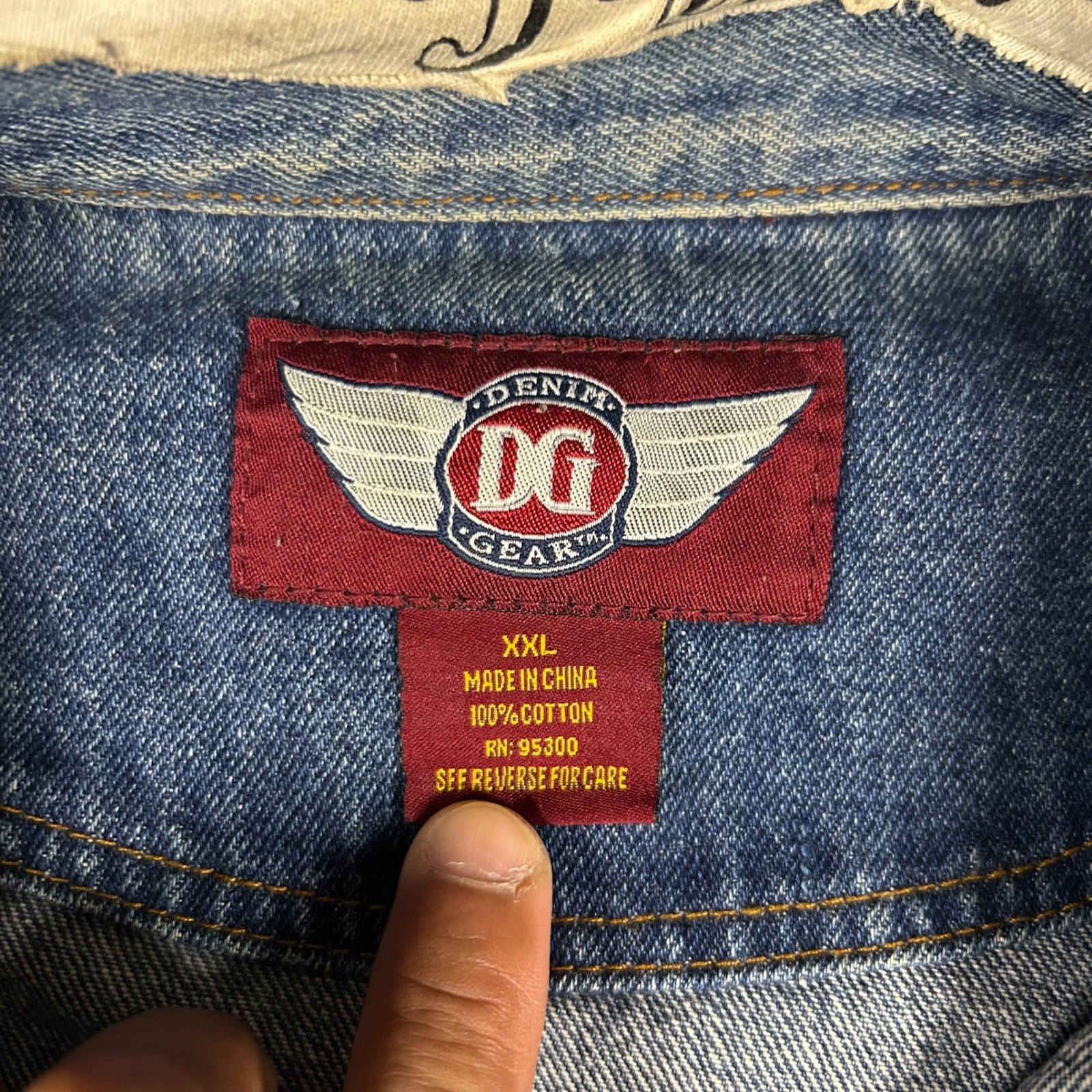 Denim Gear DIY Punk Custom Fringe Jean Jacket XXL Blue Distressed Eat The Rich