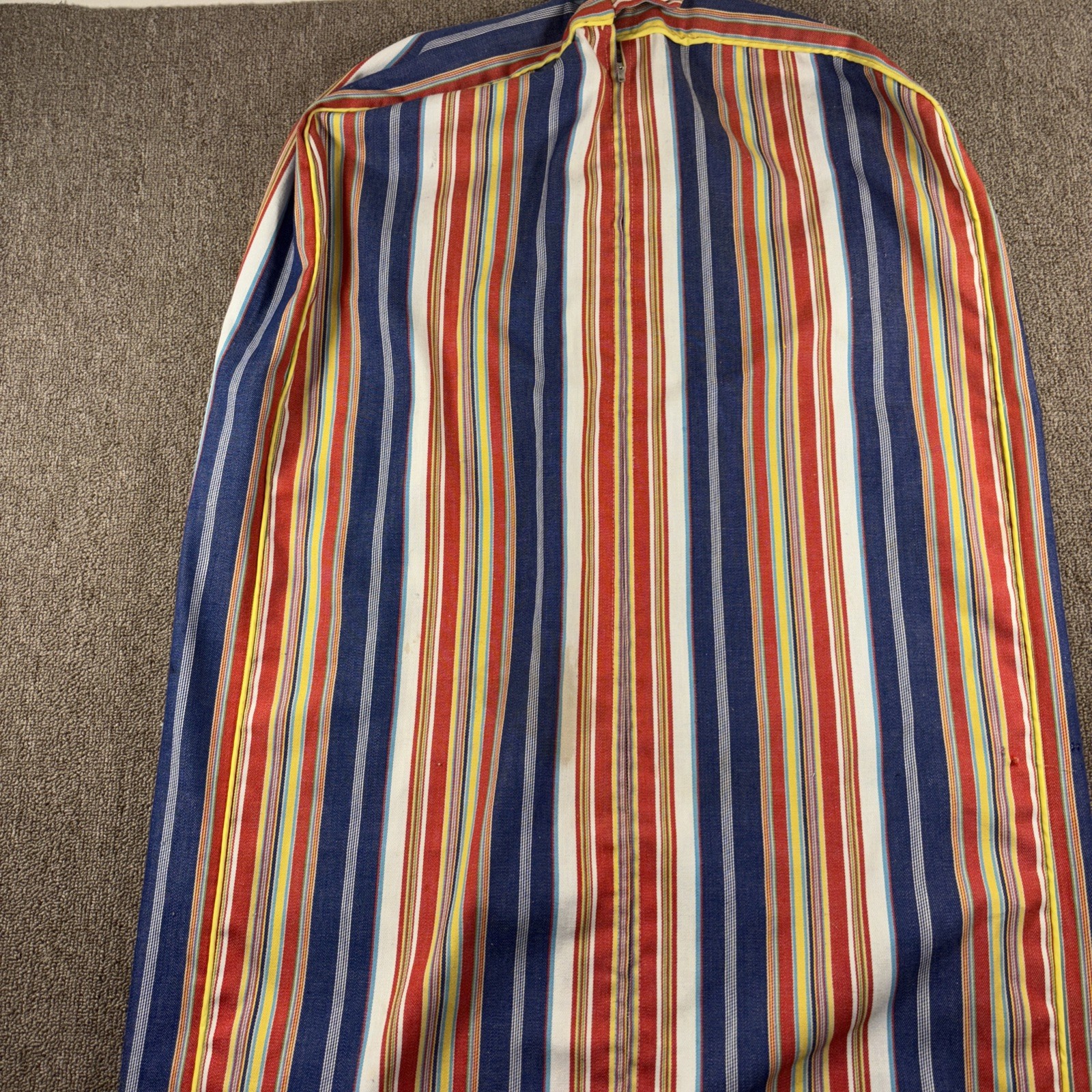 Vintage 80s Garment Cover Custom Made Striped Talon Zipper Button Full Length