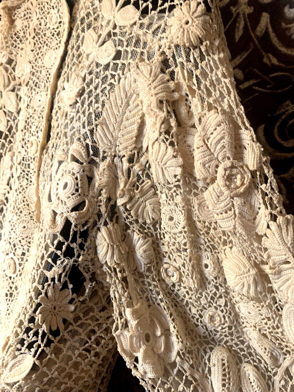 Antique Edwardian Irish Crochet Lace Blouse With High Collar Collectable