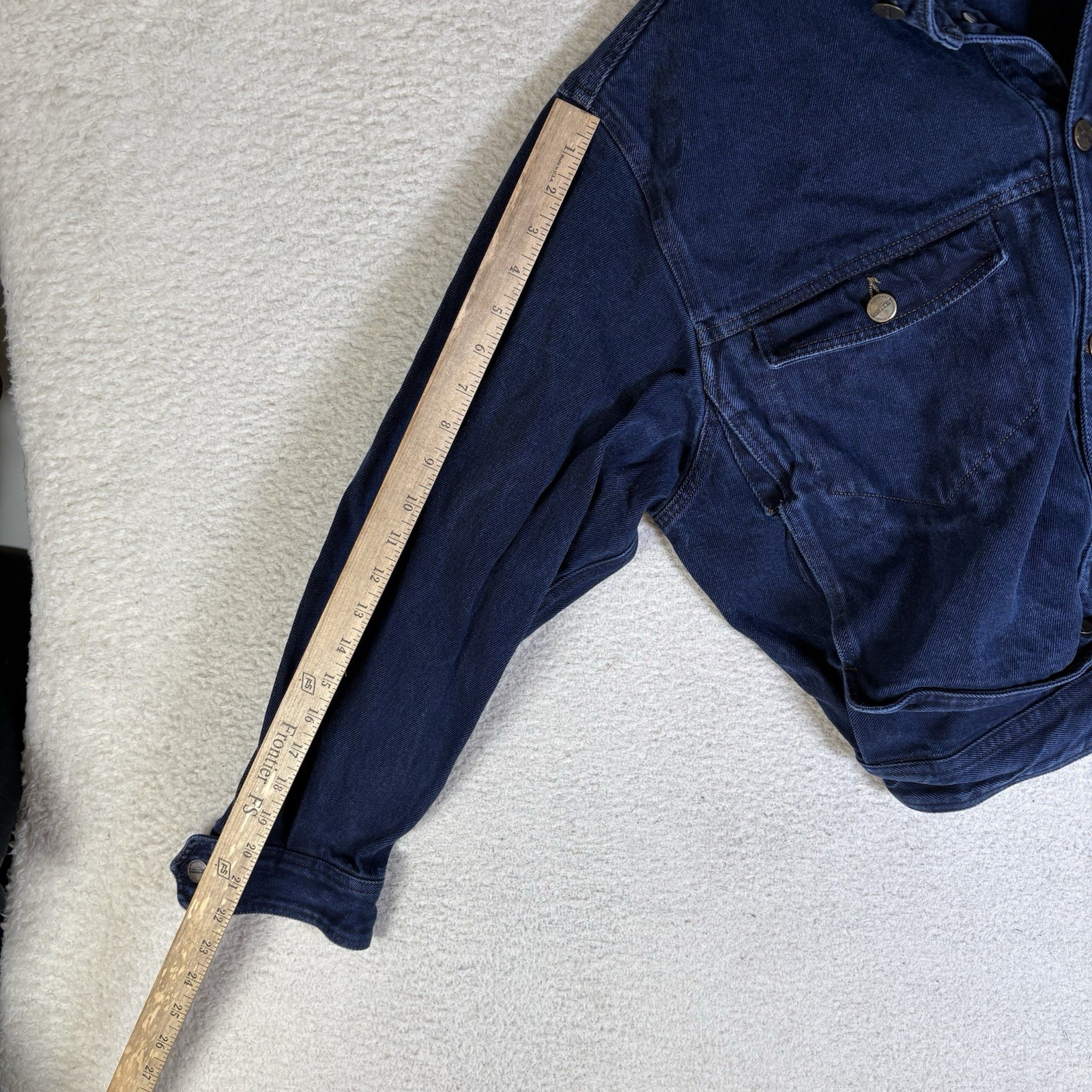 Vintage 90s Marithe Francois Girbaud Cropped Denim Jacket Womens Large Blue