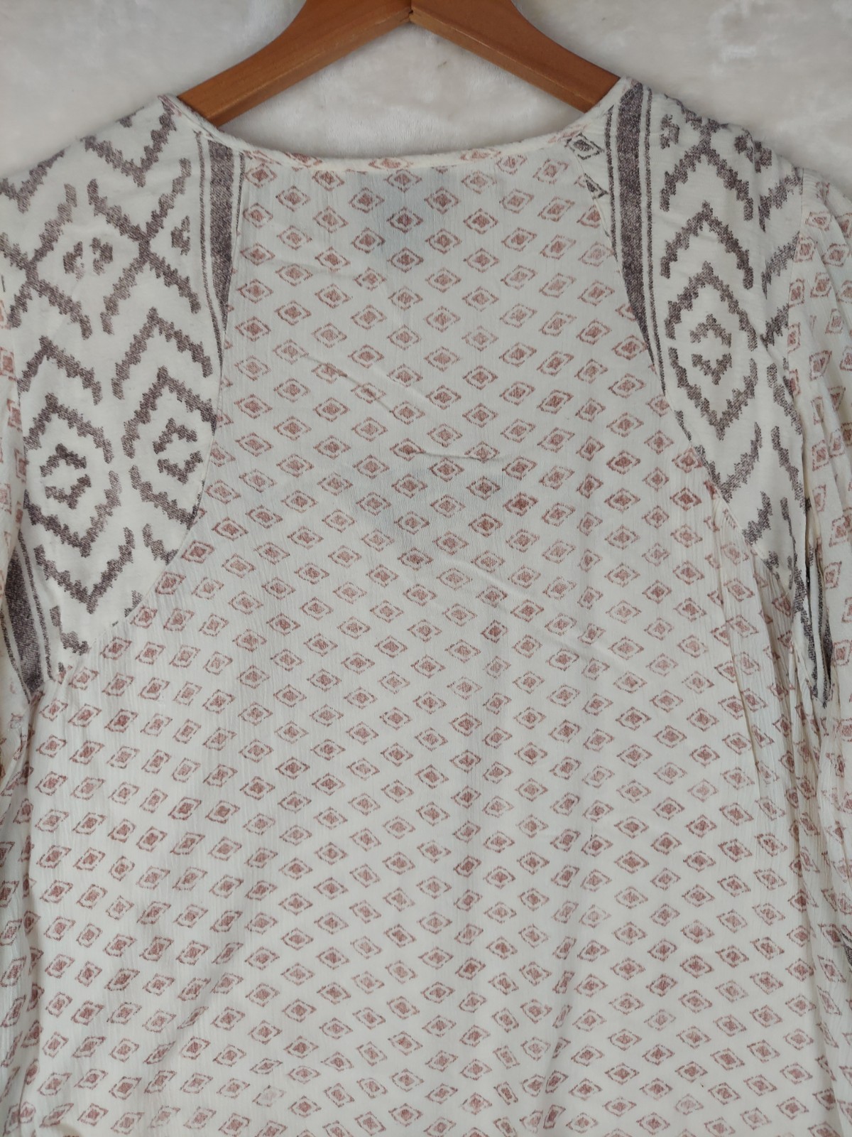 VTG Angie Boho Peasant Prairie Top Womens Large Blouse Babydoll Bell Sleeve