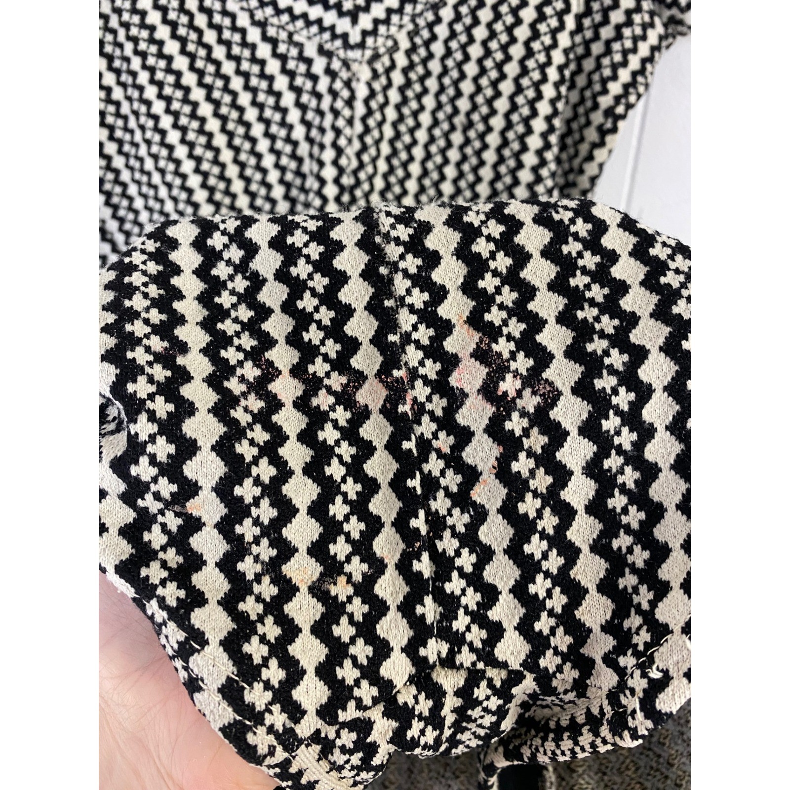 VTG 50s Jantzen Black White Geometric Knit Cap Sleeve One Piece Swimsuit Size 10