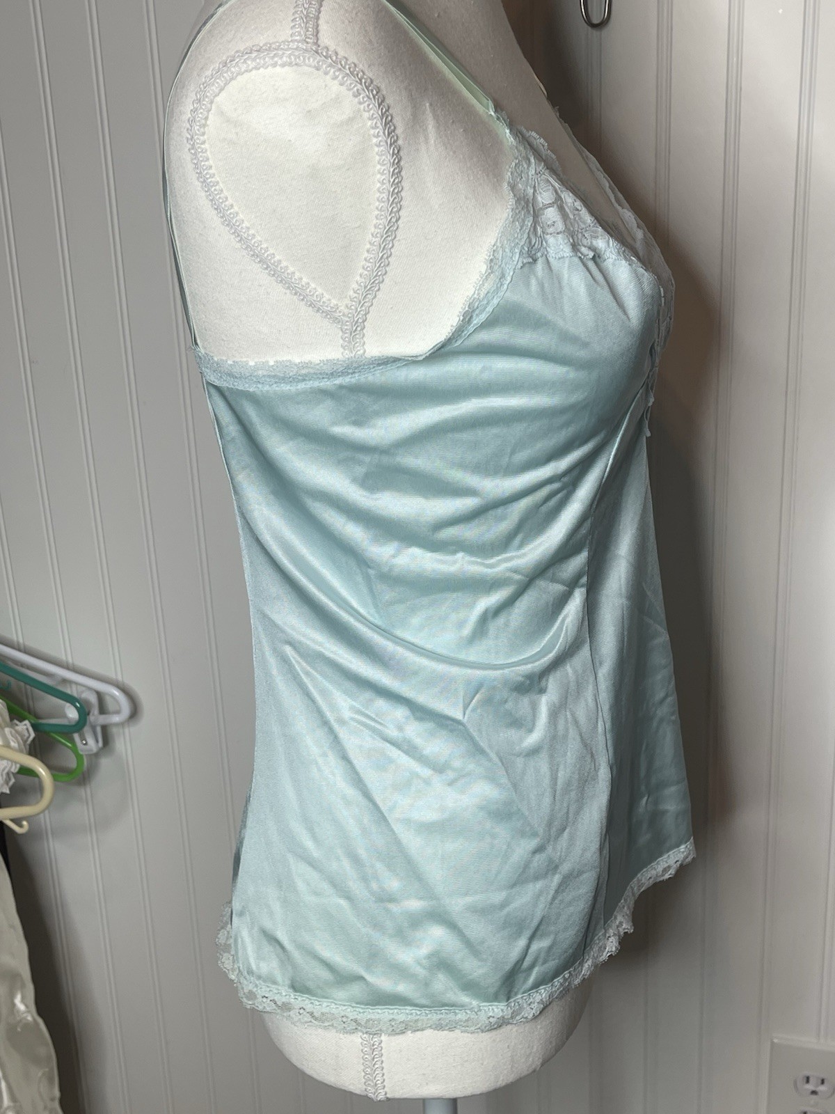 Vintage Blue Camisole Lace Lingerie Size 10/32 Cami