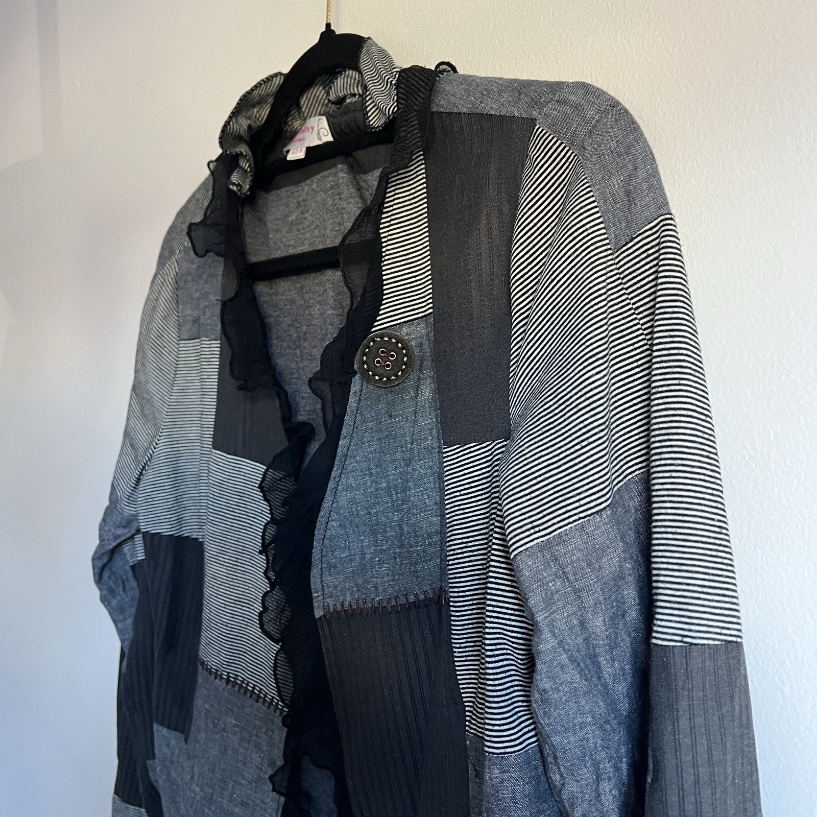 Vintage Grey and Black Patchwork Short Jacket, By Boo Radley, Woman’s Medium