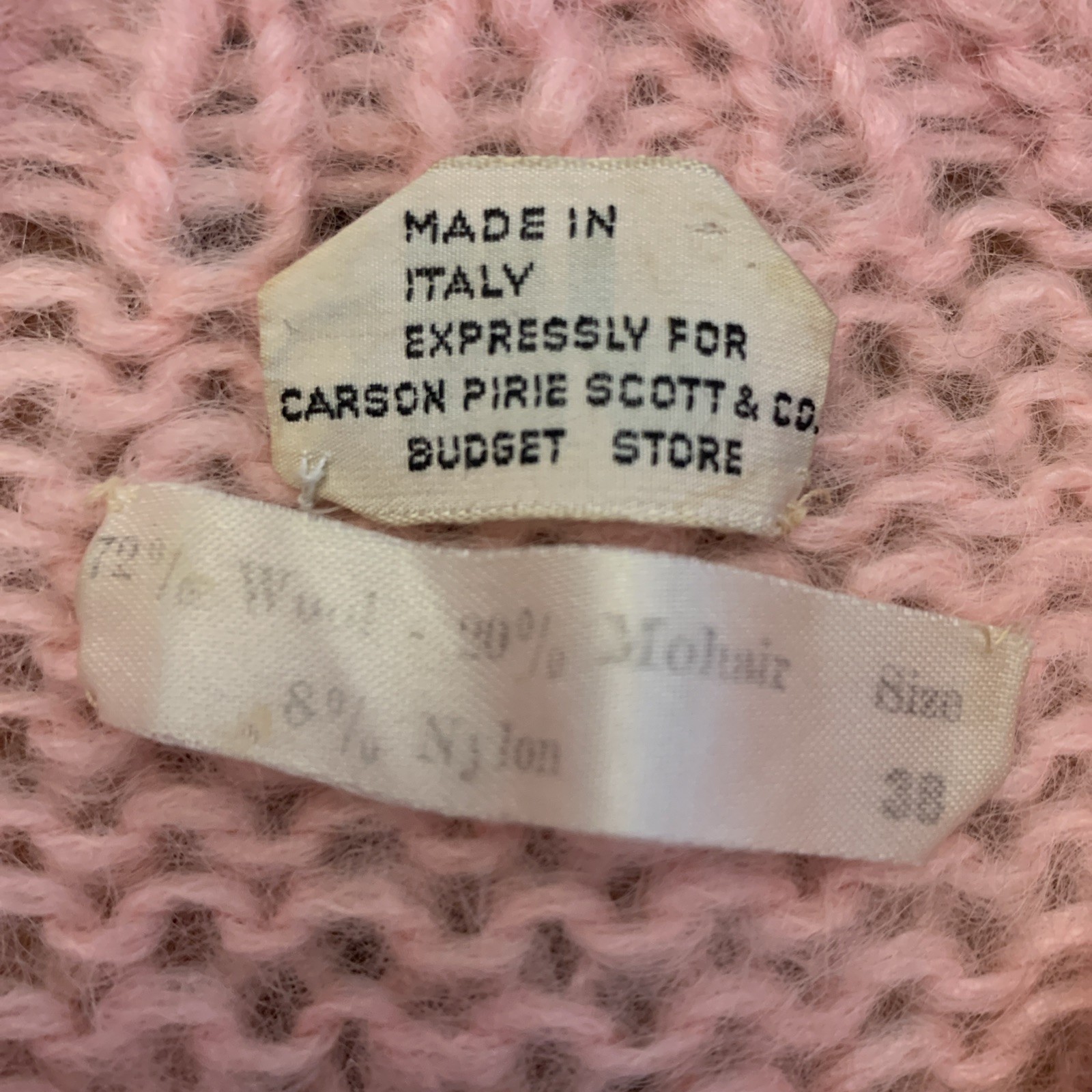 Vtg Carson Pirie Scott Made In Italy cardigan Sweater Wool Mohair Rare 40s Sz 38