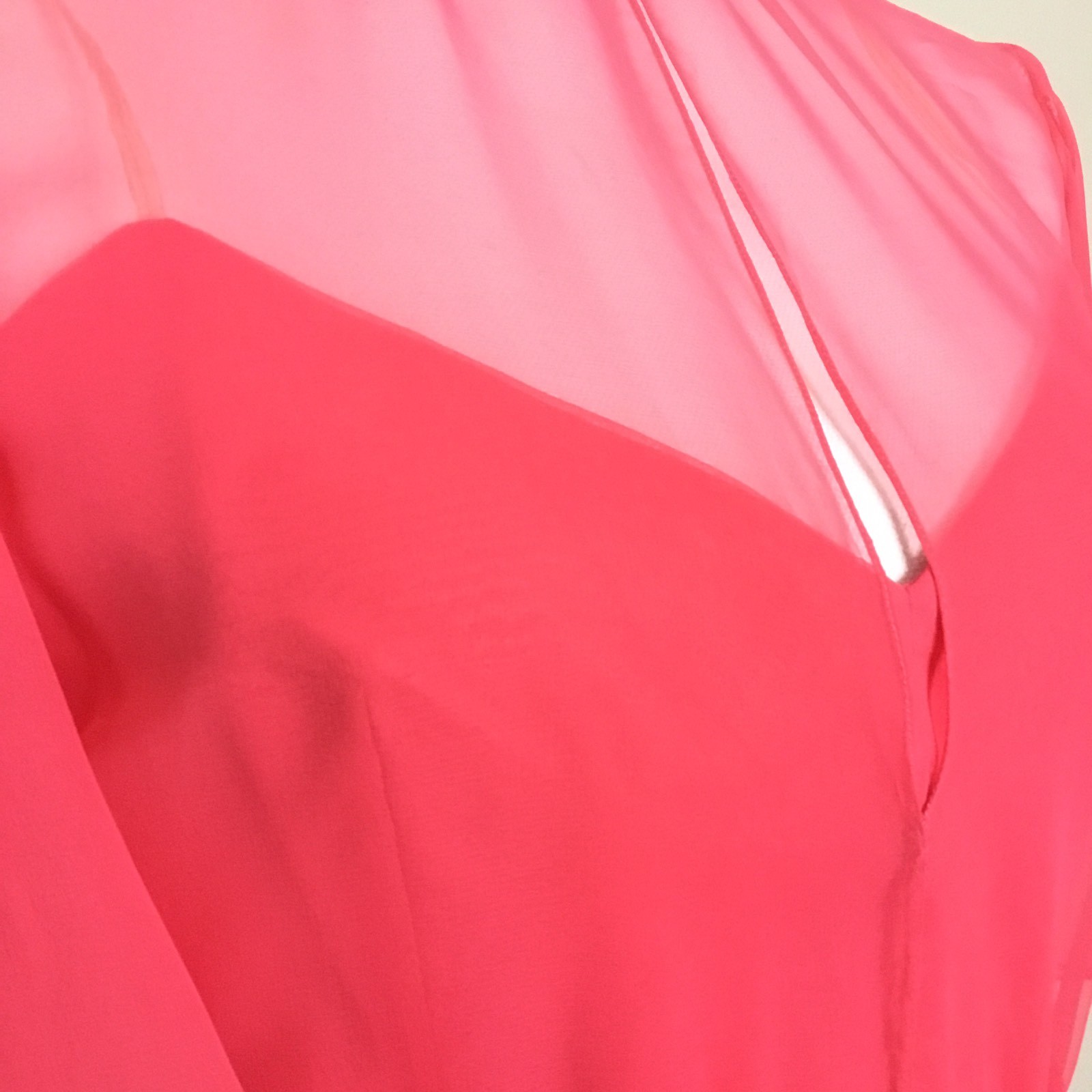 Vtg Mollie Parnis Boutique Womens Dress Sz 10 Coral Pink Chiffon Flowing Sheer