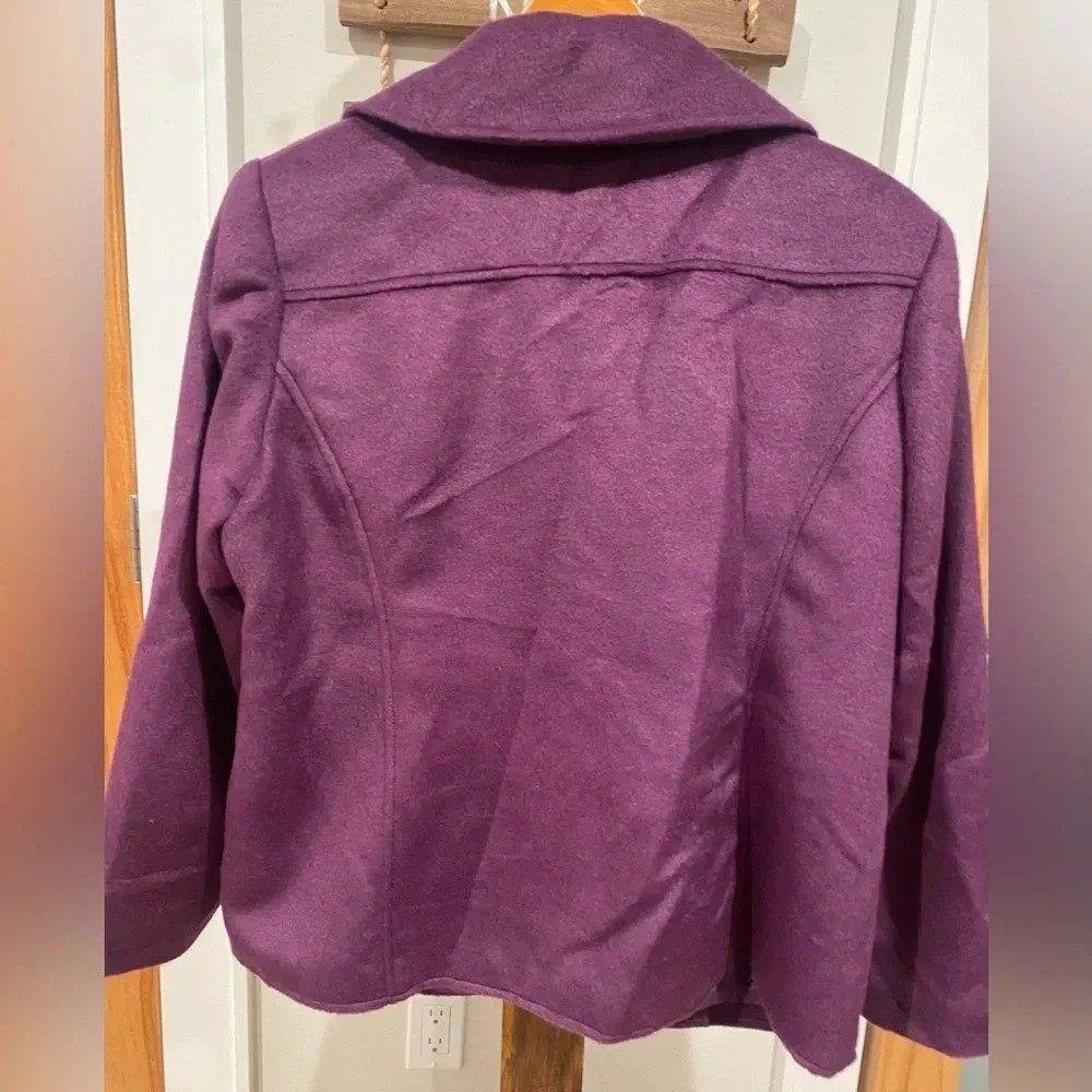 Vintage Grace Elements Purple Soft Warm Wool Blend Pea Coat WM’s Large (16w) EUC
