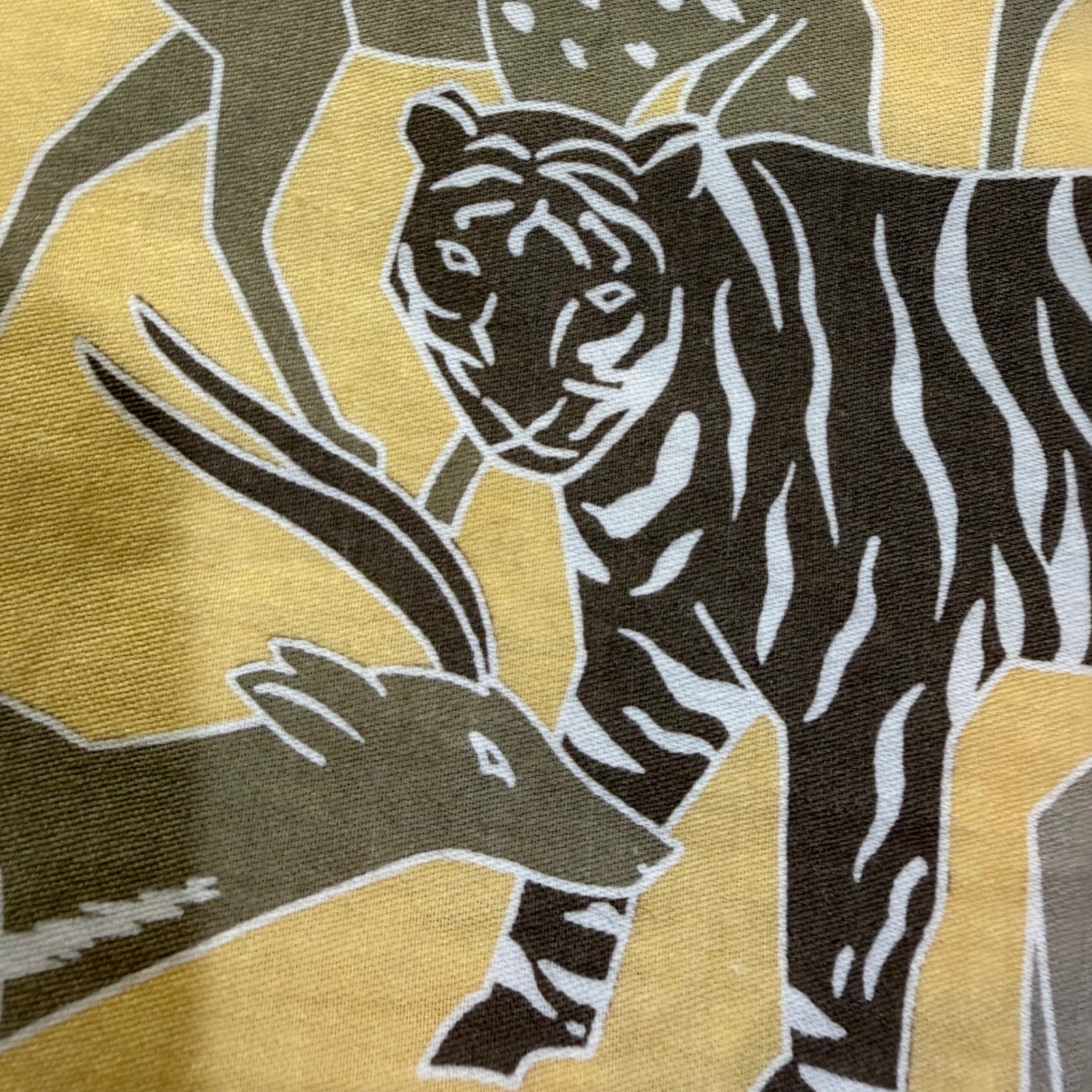 Vintage 80s Lorch Safari Print Top Skirt Set Yellow Cotton Animal Print Belted