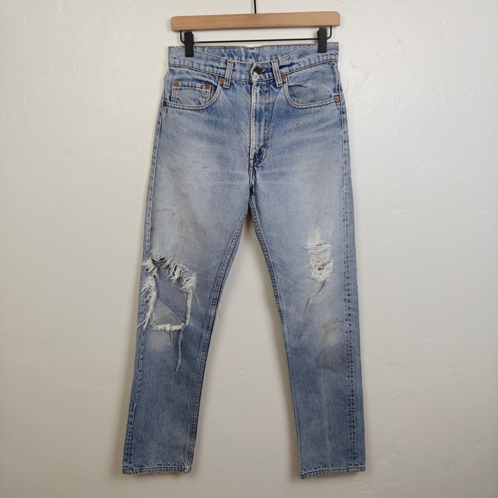 Vintage 90s Levi’s 505 Jeans Womens 26 Light Wash Distressed Grunge Aesthetic