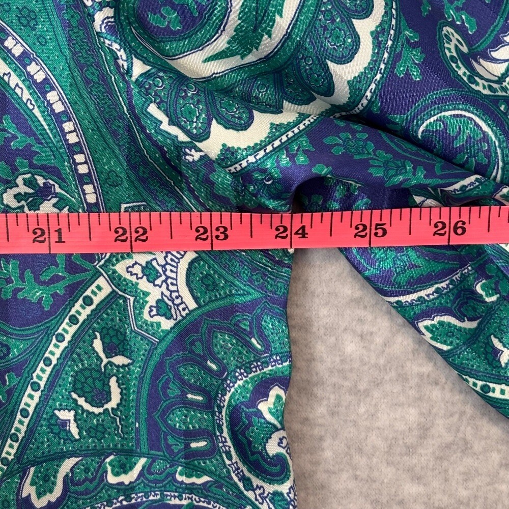 Vintage 80s Da-Rue Blue Teal Paisley Striped Women’s Button Down Blouse Sz 18 XL