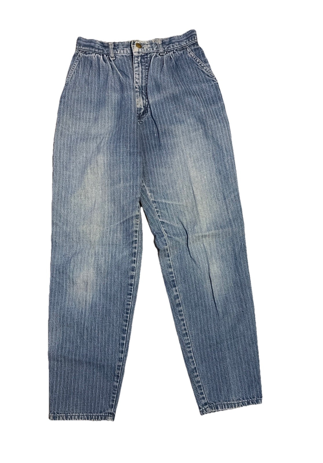 Vintage Lee Rider Jeans High Waist Pleated Herringbone Tapered Leg Womens 25×28