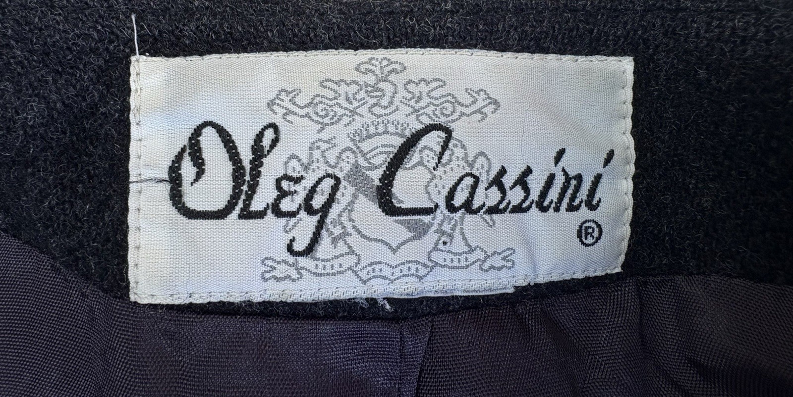 Vintage Oleg Cassini Womens Charcoal Gray 100% Pure Wool Coat Size MP