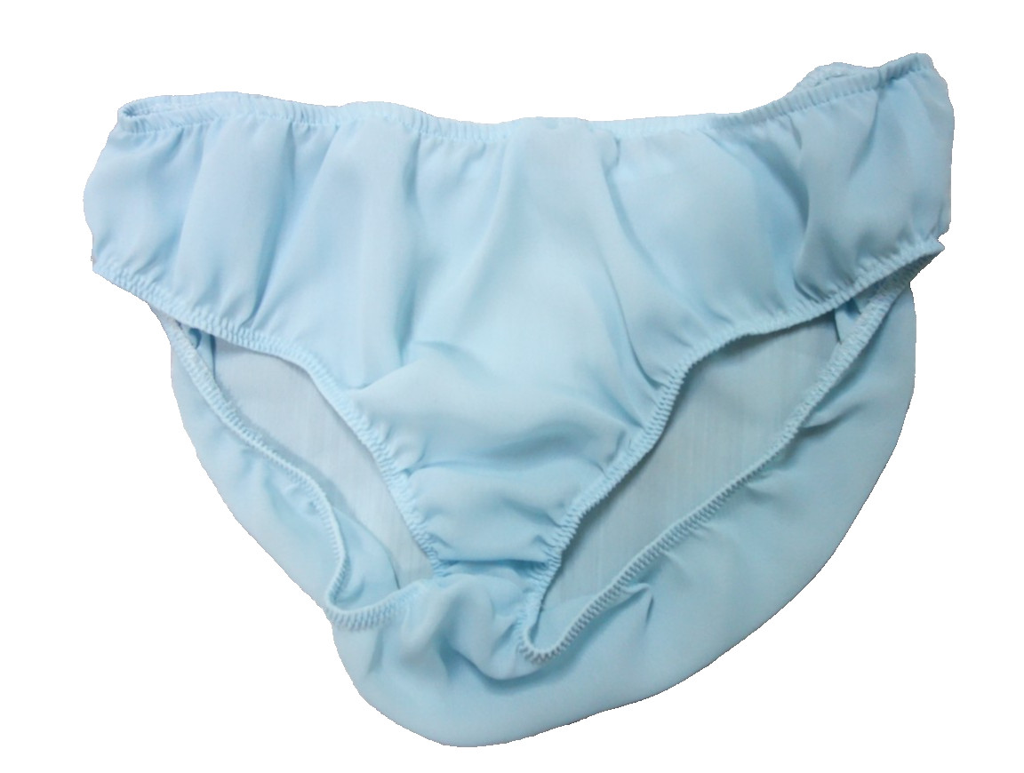 Vintage Panties Bottoms Semi-Sheer Chiffon Light Blue Size Large (14-16)