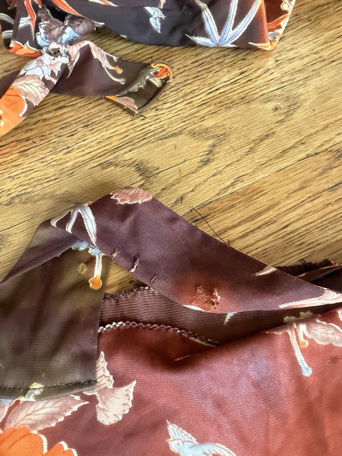 1970s Chocolate Brown Floral Pant Set
