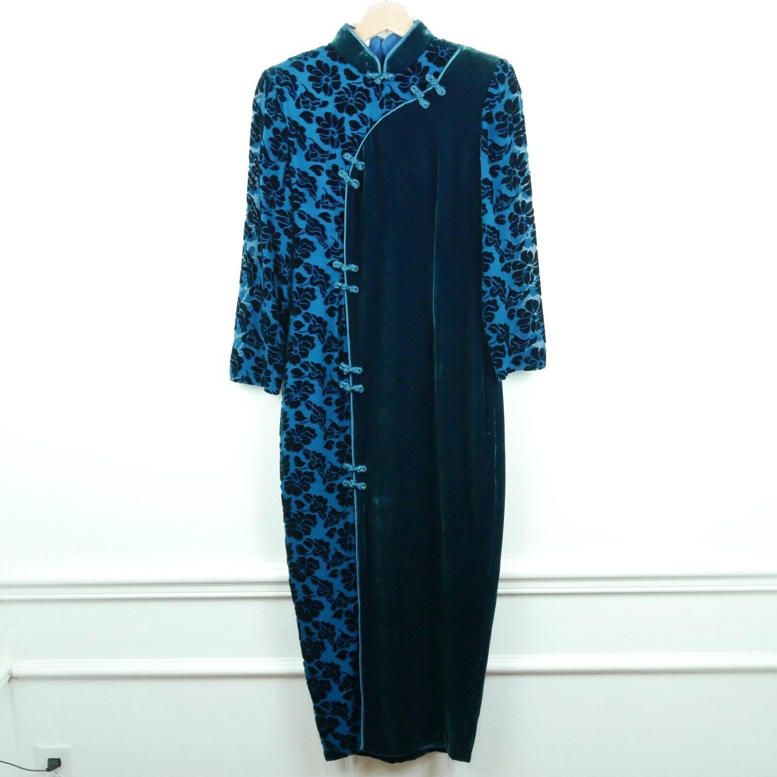 Vintage Velvet Asian Dress Y2K XS Qipao Whimsigoth Prom Dress Formal Glam Punk