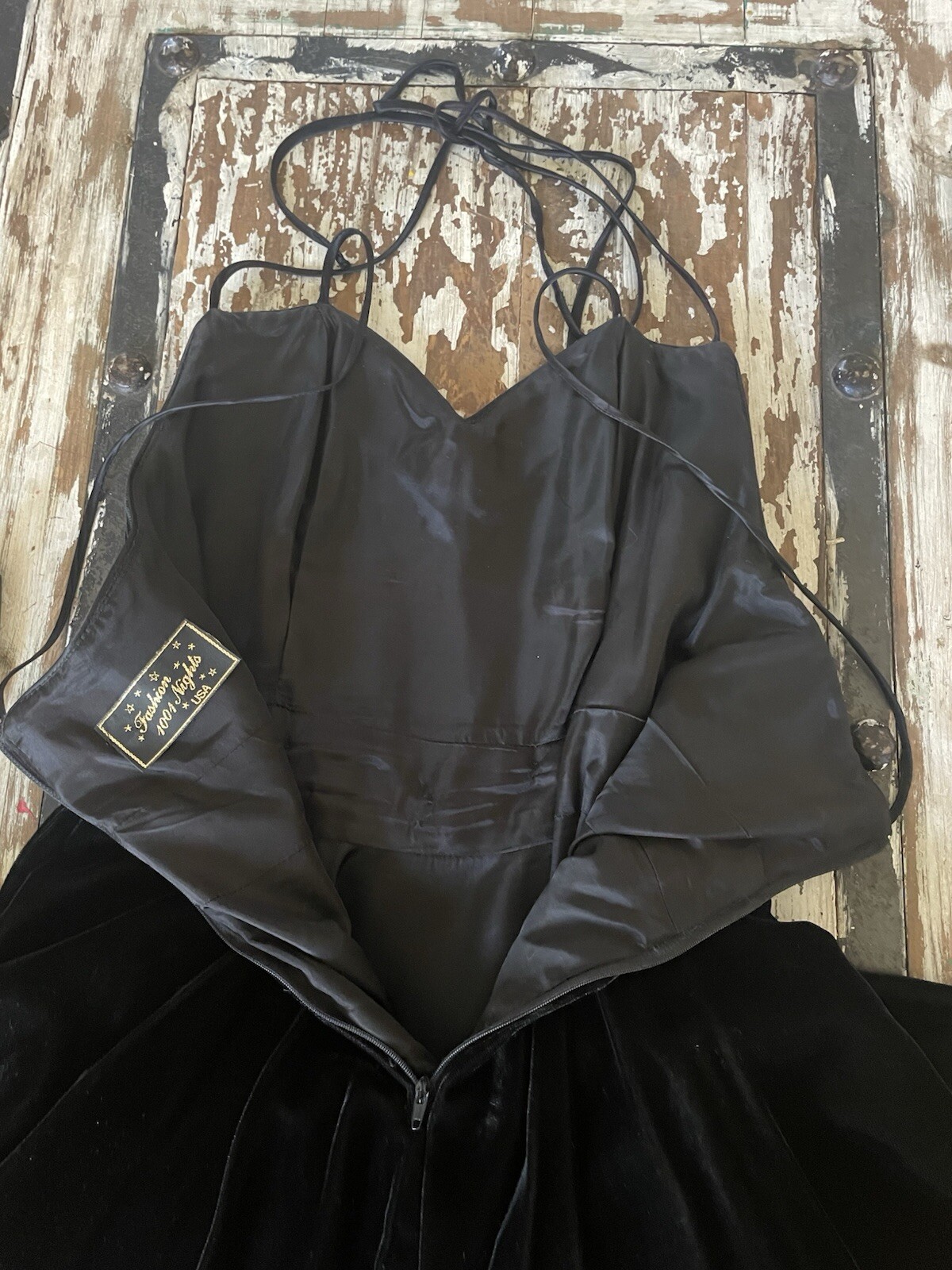 Vtg Formal Short Dress Fashion 1001 Nights Black Velvet Size 0 XS See More Info