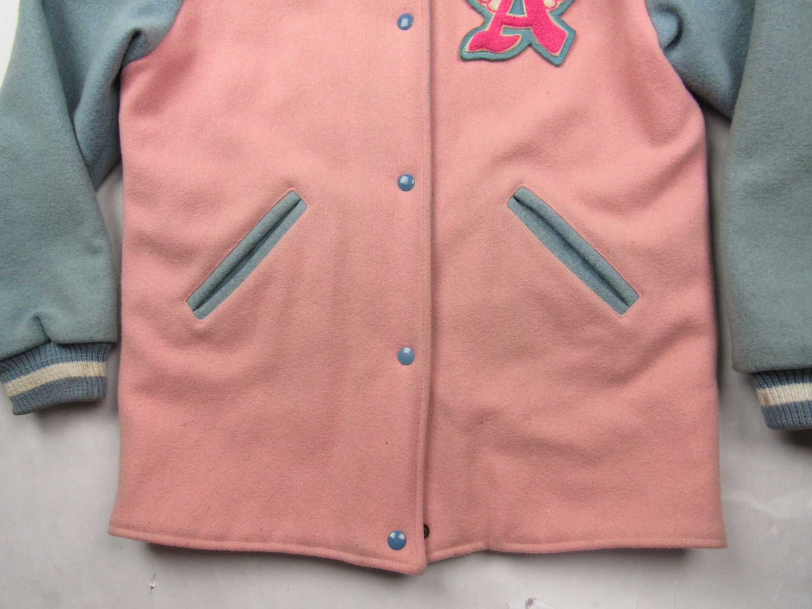 Vtg 1980s Flying Angels Women’s Varsity Letterman Jacket Wool Car Club Style